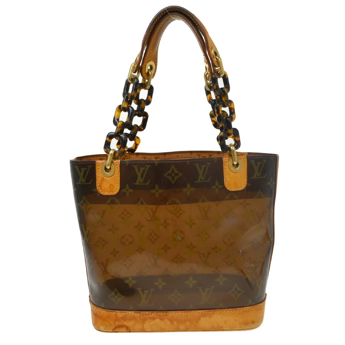 Louis Vuitton Cabas Ambre PM Monogram Tote Bag: Louis Vuitton Cabas Ambre PM Monogram Tote Bag This is a vintage Louis Vuitton Monogram Cabas Ambre PM tote bag, crafted from leather and vinyl with the signature monogram pattern. The medium-sized to