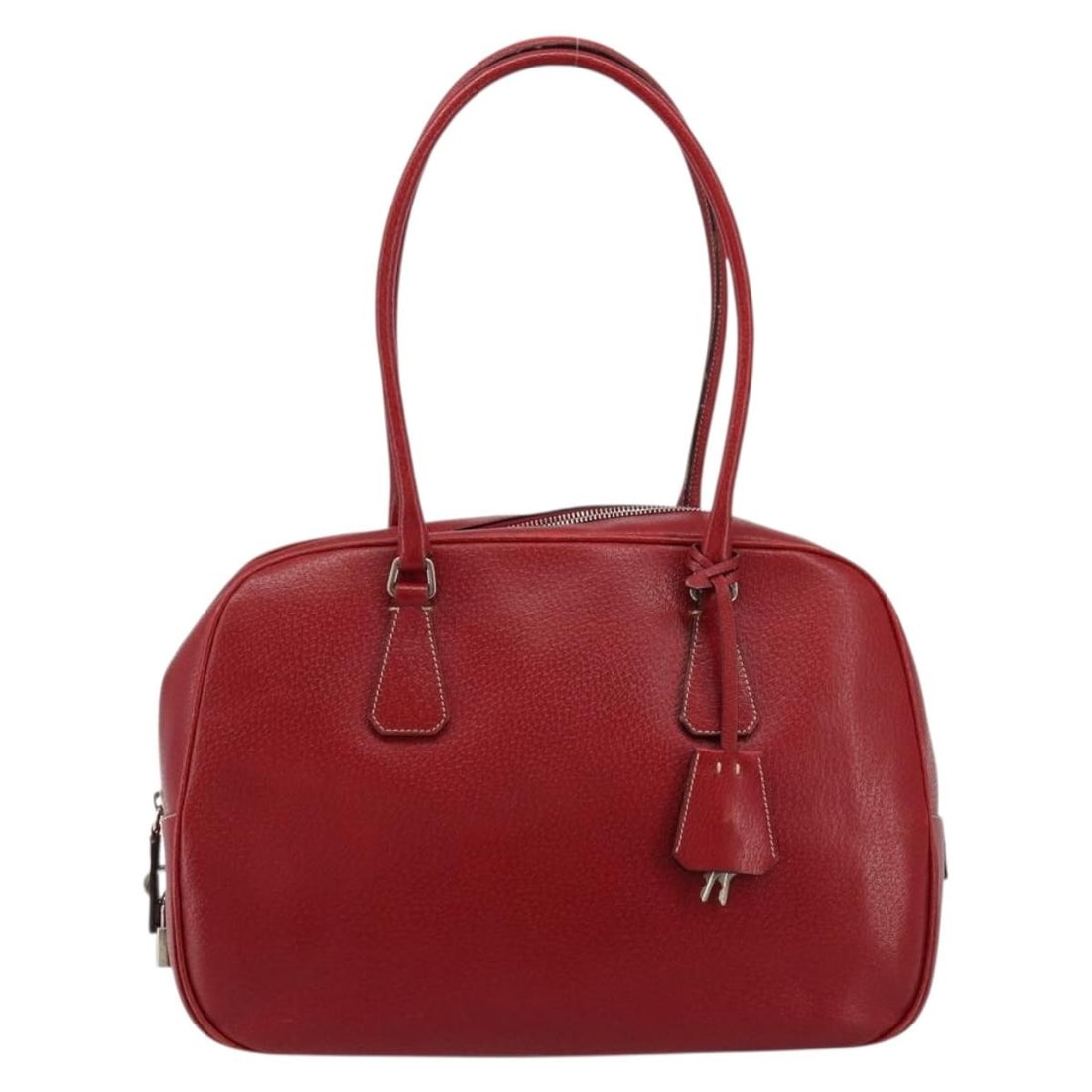 Prada Vintage Red Leather Bauletto Bag: Prada Vintage Red Leather Bauletto Bag This Prada Vintage Bauletto Bag is crafted from red leather and features a classic, structured silhouette. Made in Italy, it is designed for women and offers amp