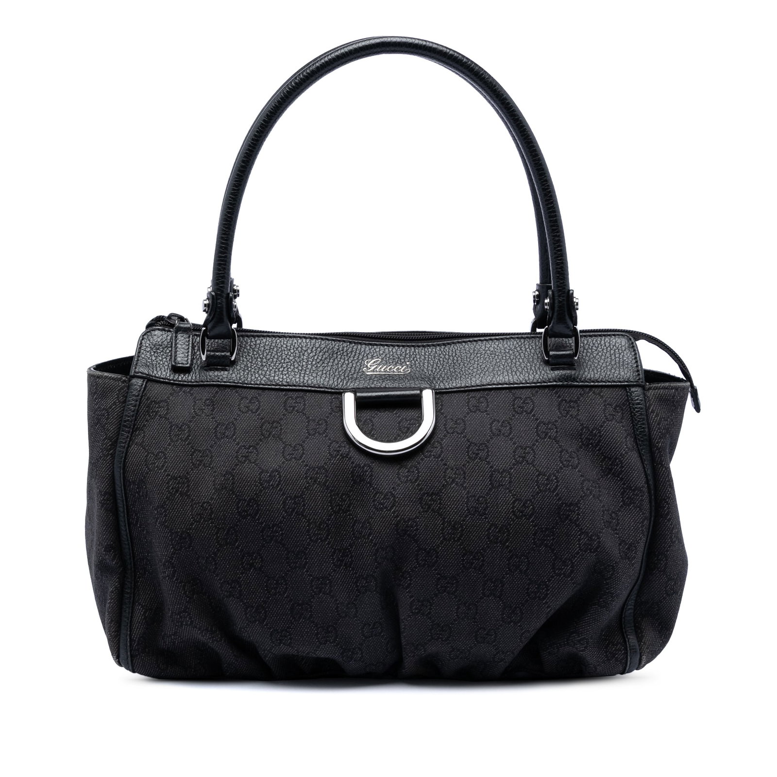 Gucci denim tote Abbey D Ring black leather trim (1 of 7)
