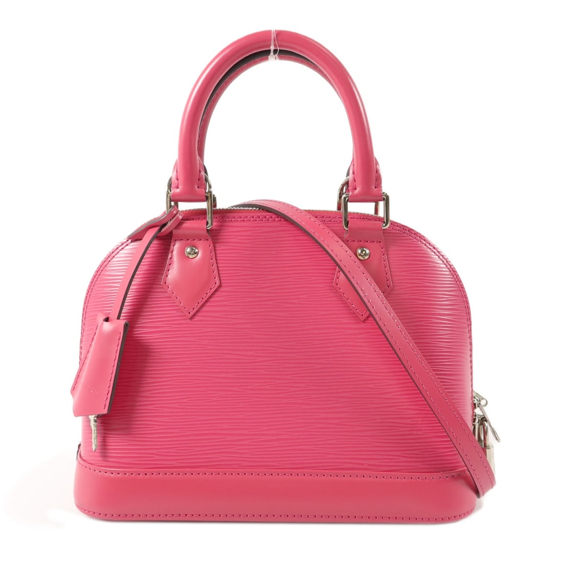 Louis Vuitton Alma BB Pink Epi Leather M42048 Shoulder Bag: Louis Vuitton Alma BB Pink Epi Leather M42048 Shoulder Bag This Louis Vuitton Alma BB 2-way shoulder bag is crafted from pink Epi leather calfskin and offers versatile carrying options. The bag featur