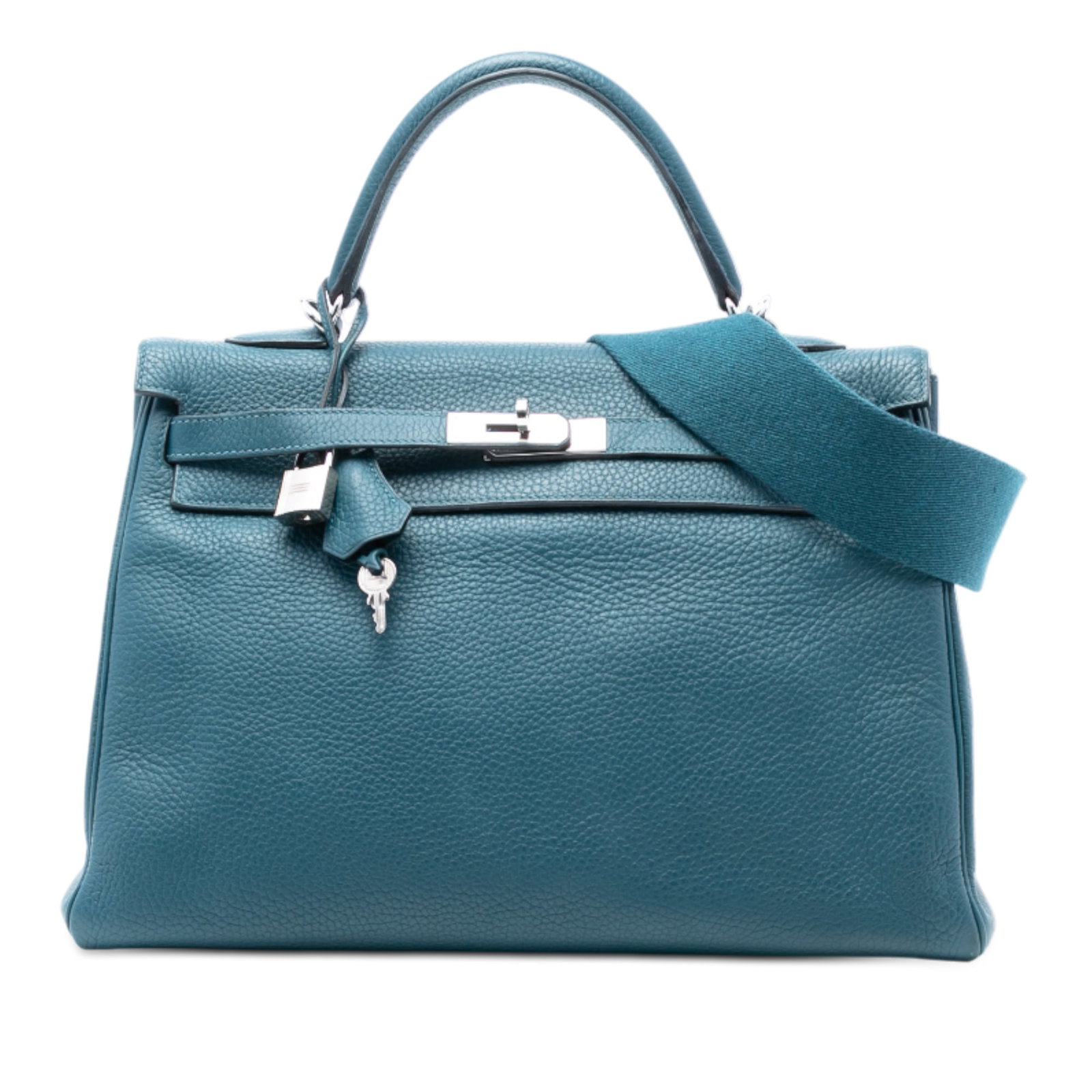 Hermes Kelly II Retourne 35 Blue Izmir Clemence Leather Shoulder Bag (1 of 7)