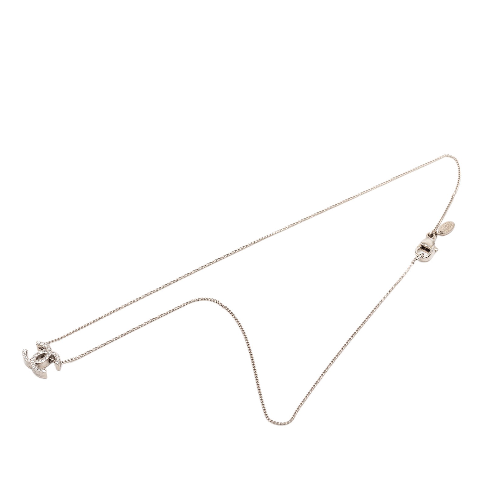 Chanel silver-tone CC pendant necklace with rhinestones (1 of 6)