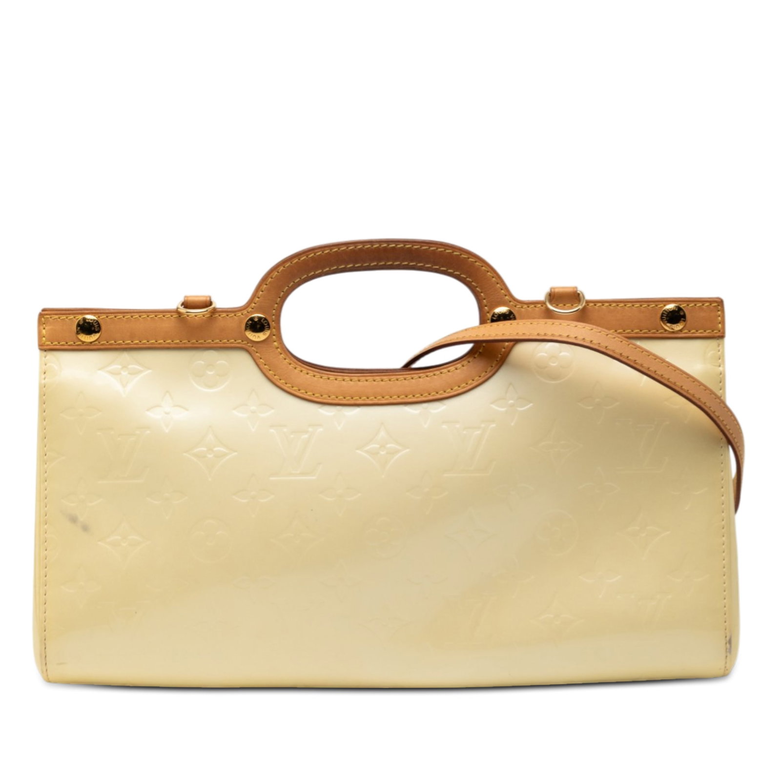 Louis Vuitton Roxbury Drive Monogram Vernis Yellow Leather Bag: Louis Vuitton Roxbury Drive Monogram Vernis Yellow Leather Bag This Louis Vuitton Monogram Vernis Roxbury Drive bag features a monogram vernis leather body accented with vachetta leather trim and cut-
