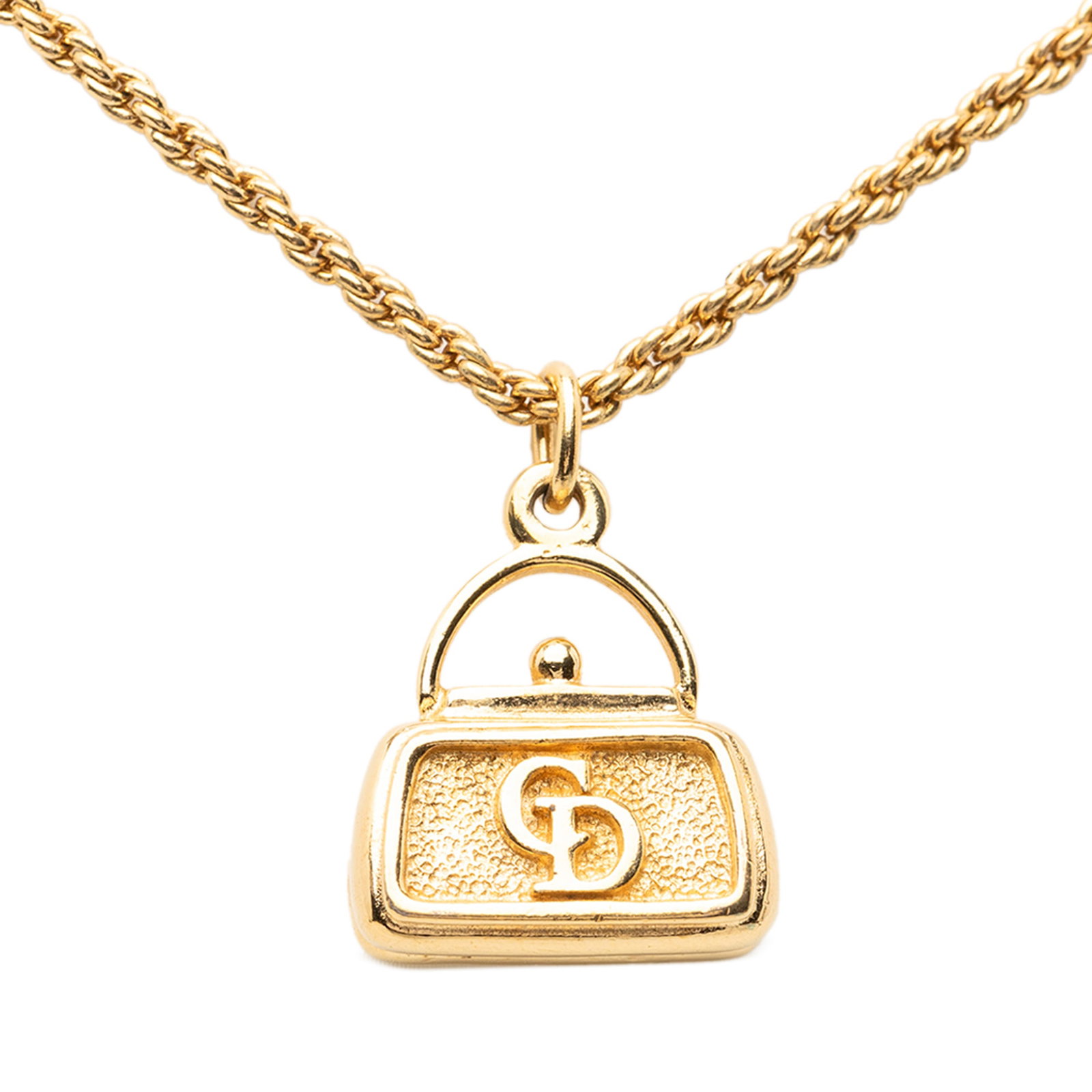 Dior gold tone pendant necklace CD logo bag charm (1 of 6)