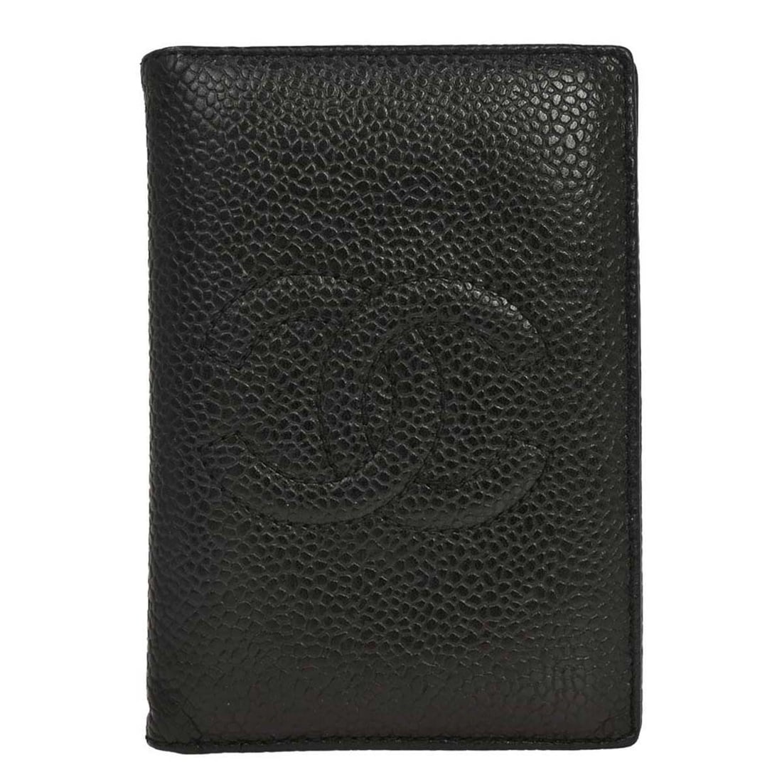 CHANEL black calfskin logo card wallet: CHANEL black calfskin logo card wallet This Chanel cardholder is crafted from black calfskin leather and features the iconic Chanel logo accent. Designed for women, this card wallet offers a sleek and