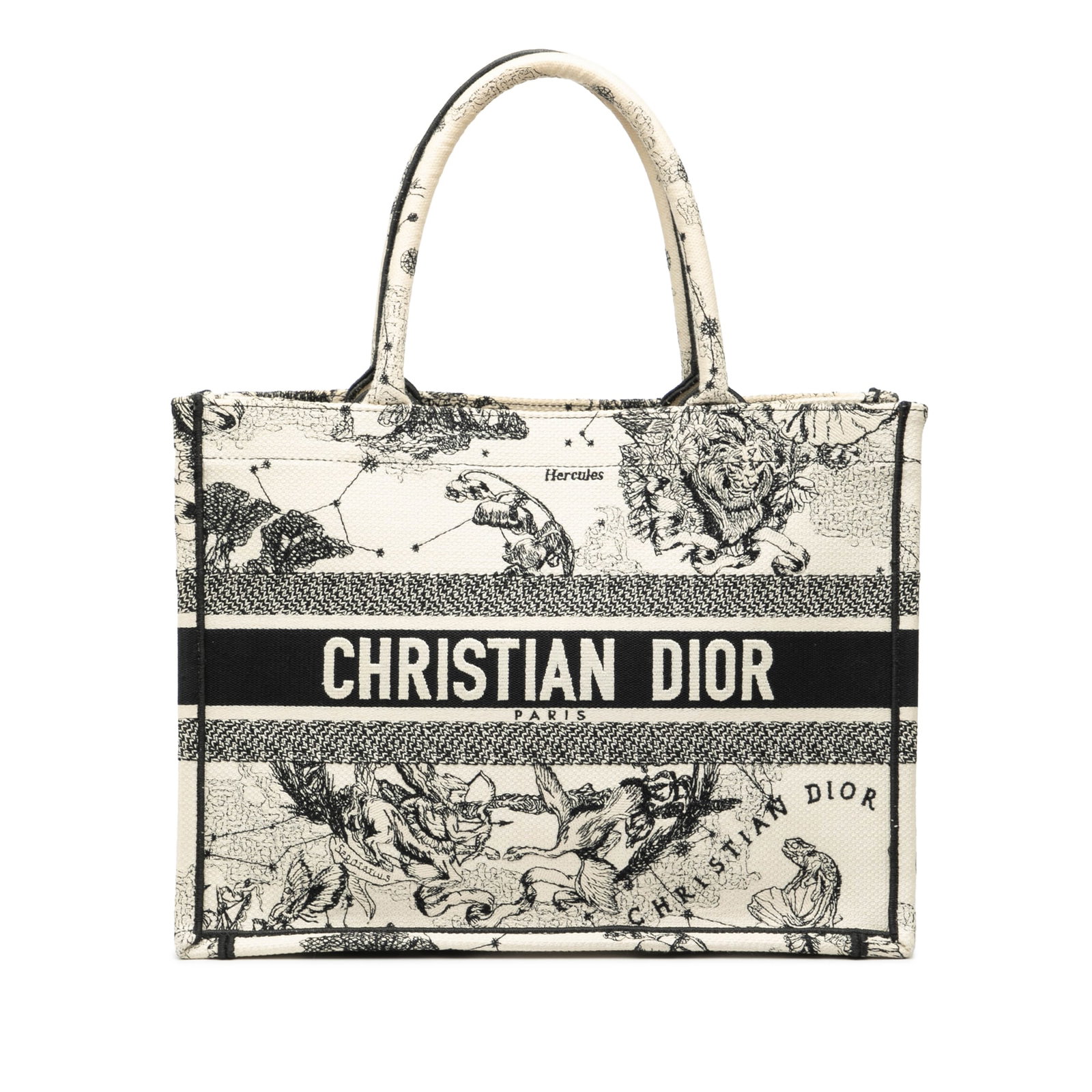 Dior Zodiac Toile De Jouy Medium Embroidered Canvas Book Tote Bag: Dior Zodiac Toile De Jouy Medium Embroidered Canvas Book Tote Bag This Dior Medium Canvas Embroidered Zodiac Toile De Jouy Book Tote features an intricately embroidered canvas body with rolled fabric 