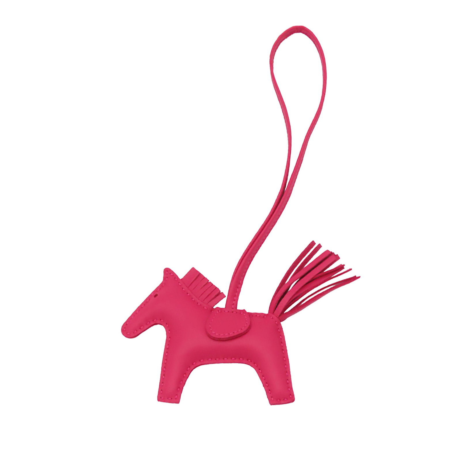 Hermes Rodeo PM lambskin bag charm in Rose Mexico: Hermes Rodeo PM lambskin bag charm in Rose Mexico This Hermes Milo Lambskin Grigri Rodeo Bag Charm PM features a soft Milo lambskin body in the Rose Mexico color and is accented with a flat leather st