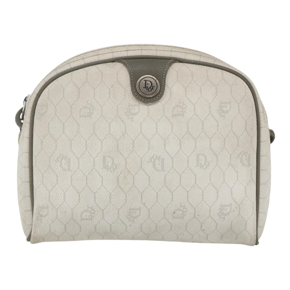 Dior Honeycomb White Canvas and Leather Vintage Shoulder Bag (1 of 18)