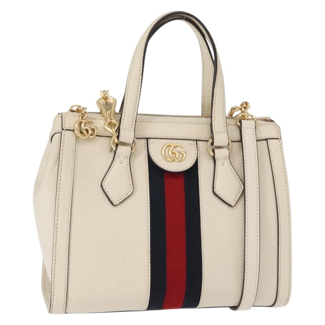 GUCCI Ophidia Sherry Line Hand Bag Leather White Gold 547551 Auth (1 of 18)
