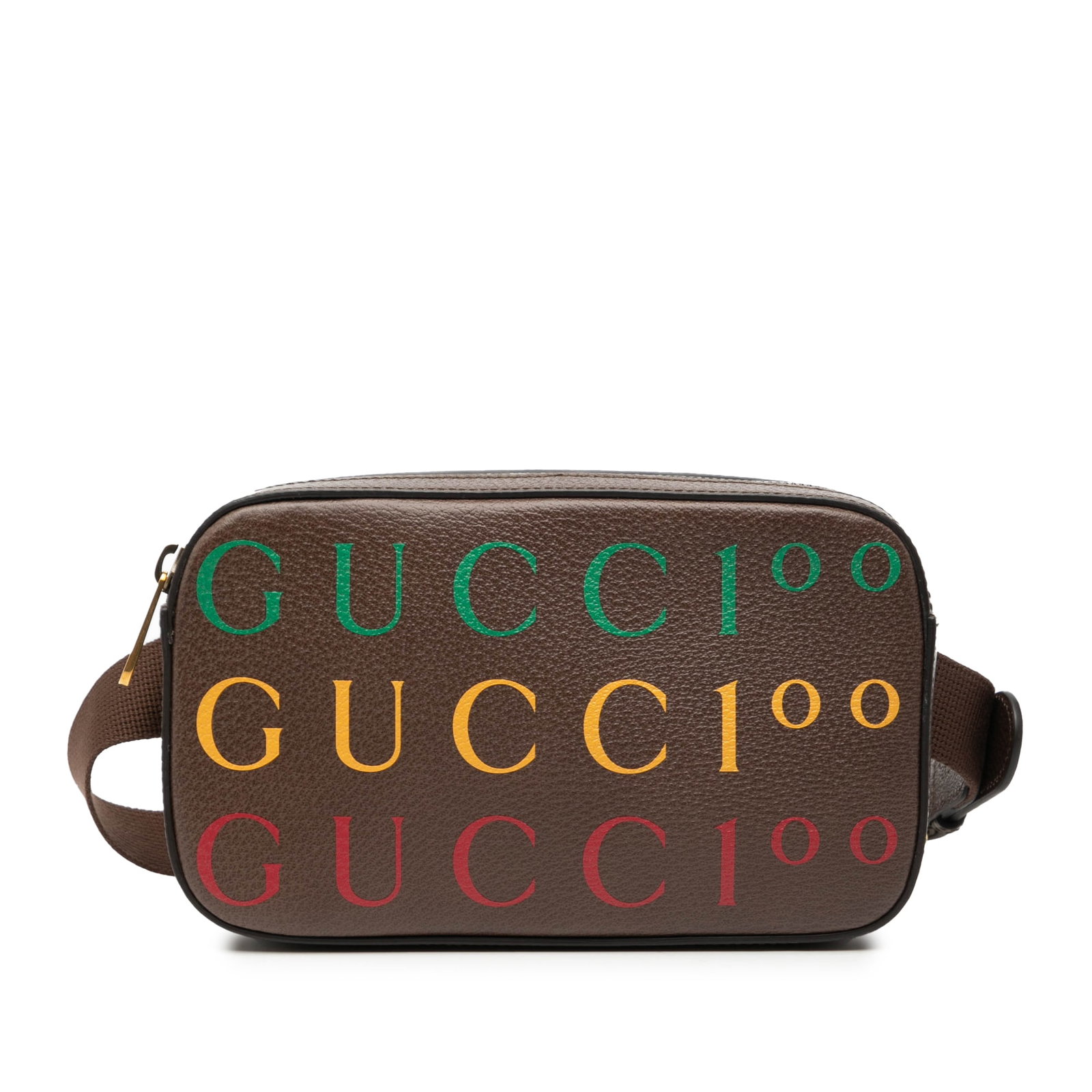 Gucci Leather Belt Bag 100th Anniversary Edition with Logo Brown (1 of 7)