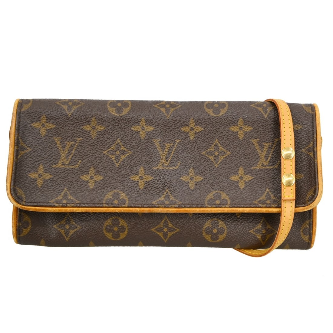 Louis Vuitton Pochette Twin GM Monogram Crossbody Bag: Louis Vuitton Pochette Twin GM Monogram Crossbody Bag This Louis Vuitton Pochette Twin GM crossbody bag features the iconic monogram canvas leather exterior with a brown color scheme. The bag is desig