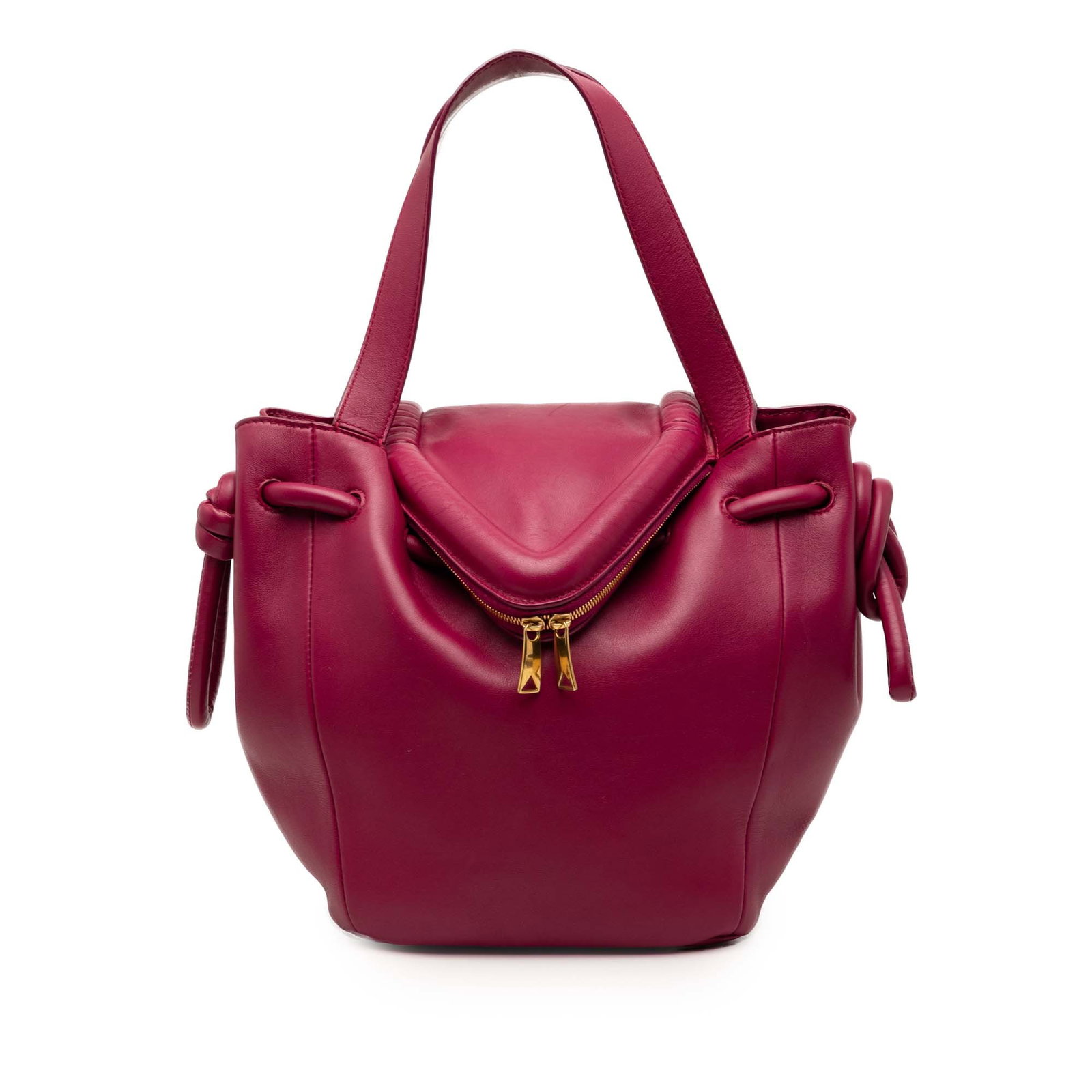 Bottega Veneta purple leather satchel with dual zips and slip pocket: Bottega Veneta purple leather satchel with dual zips and slip pocket This Bottega Veneta Small Calf Beak Bag is crafted in Italy from quality leather in a striking purple color. The satchel features f
