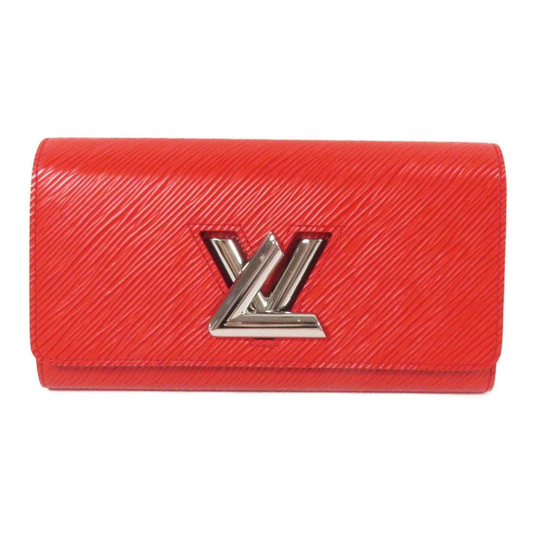 LOUIS VUITTON Twist Wallet M61179 Red Epi Calfskin SHW: LOUIS VUITTON Twist Wallet M61179 Red Epi Calfskin SHW This Louis Vuitton Twist Wallet (M61179) features a striking red Epi leather exterior, combining elegance with practicality. The bifold design of