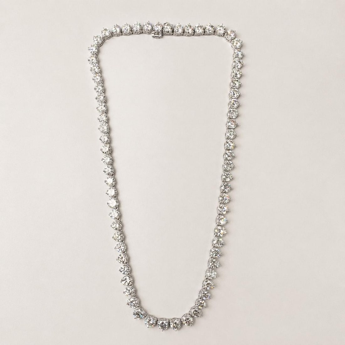 Diamond Necklace 18K White Gold 40.00 Ct 17 Inch 71 Stones (1 of 5)