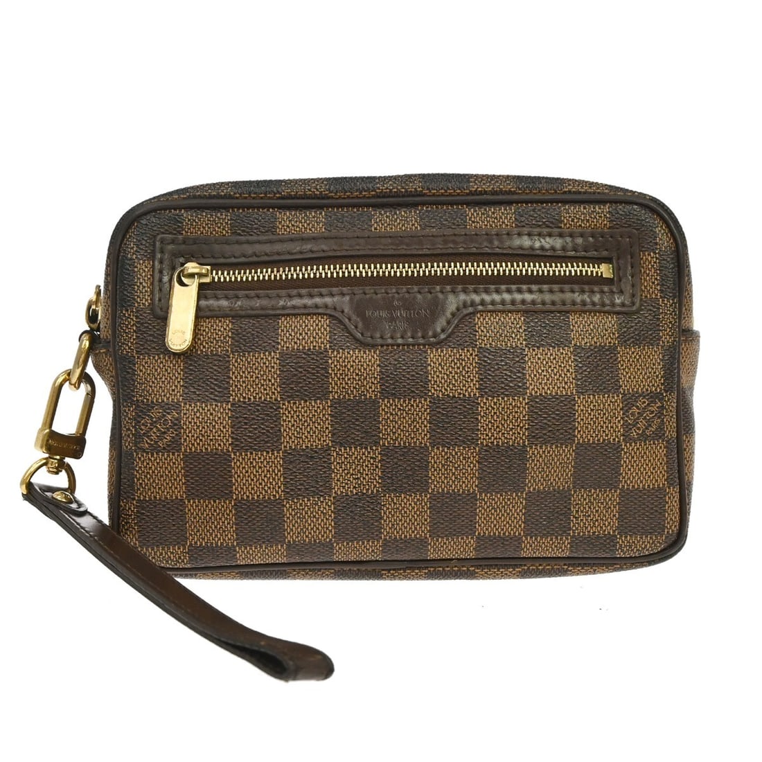 Louis Vuitton Damier Pochette Vie Macao Clutch Bag N61739: Louis Vuitton Damier Pochette Vie Macao Clutch Bag N61739 This Louis Vuitton Damier Pochette Vie Macao clutch bag features the classic brown Damier canvas with leather accents and a zip closure. The b