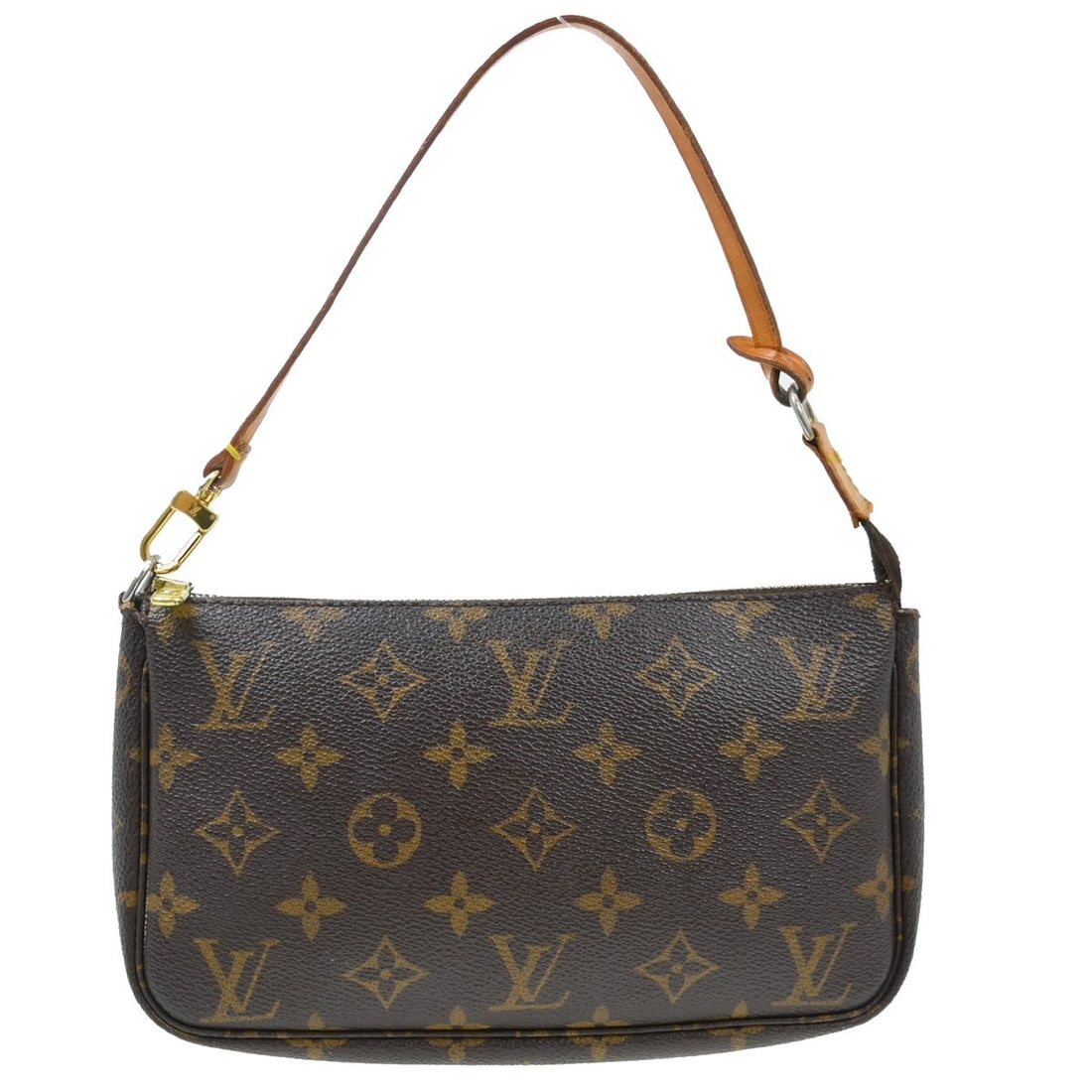 Louis Vuitton Monogram Pochette Accessoires Brown Canvas Pouch: Louis Vuitton Monogram Pochette Accessoires Brown Canvas Pouch This vintage Louis Vuitton Monogram Pochette Accessoires handbag features the iconic monogram canvas leather in brown, complemented by a 