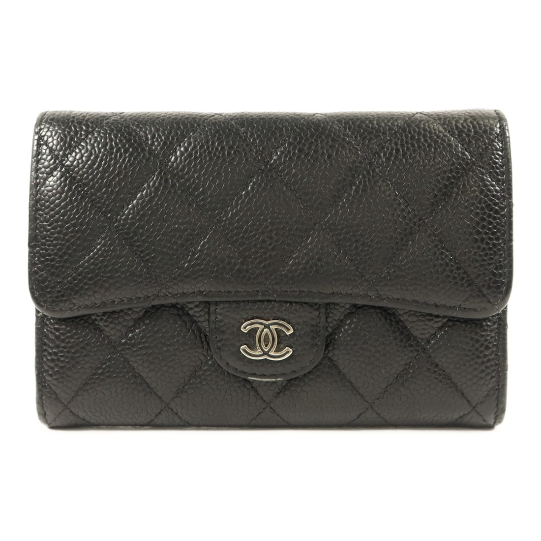 Black CHANEL calfskin bi-fold wallet CC SHW: Black CHANEL calfskin bi-fold wallet CC SHW This CHANEL bi-fold wallet is crafted from black calfskin leather, offering a classic and sophisticated accessory. Designed for women, it features a sleek b