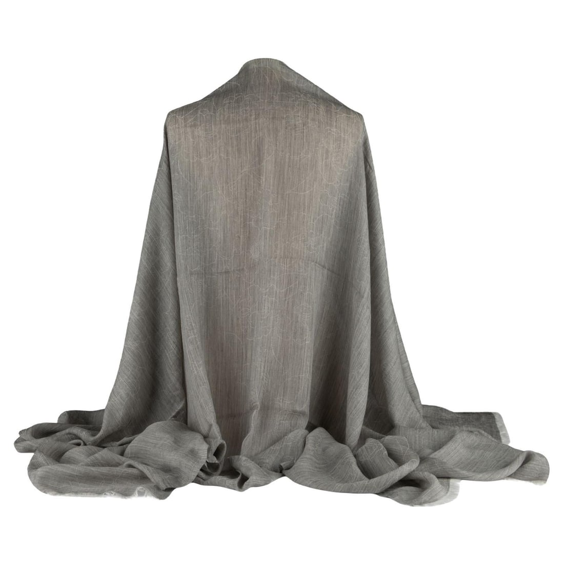 Chanel Grey Cashmere Shawl with Black CC Logo 78 x 42 (1 of 6)