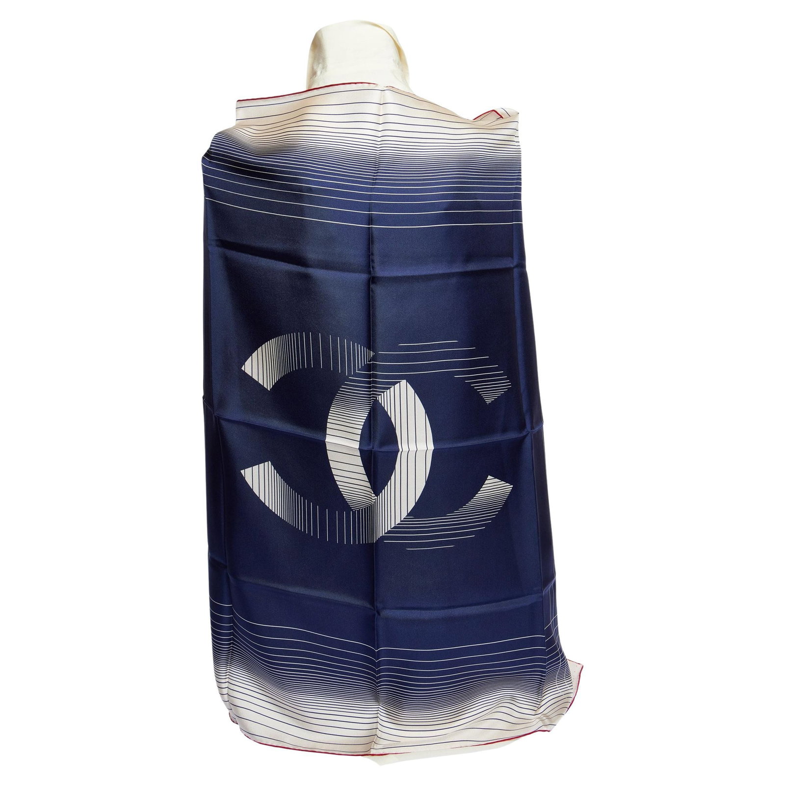 Chanel Blue Silk CC Logo Shawl Italian Luxury 35x35 (1 of 4)