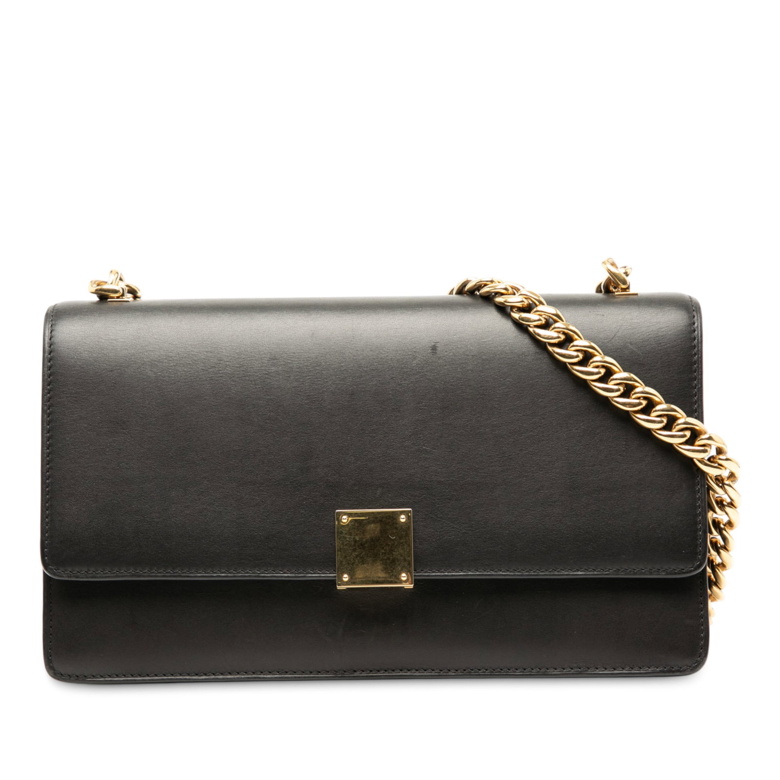 Celine Chain Strap Black Leather Crossbody Bag with Flap Closure (1 of 7)
