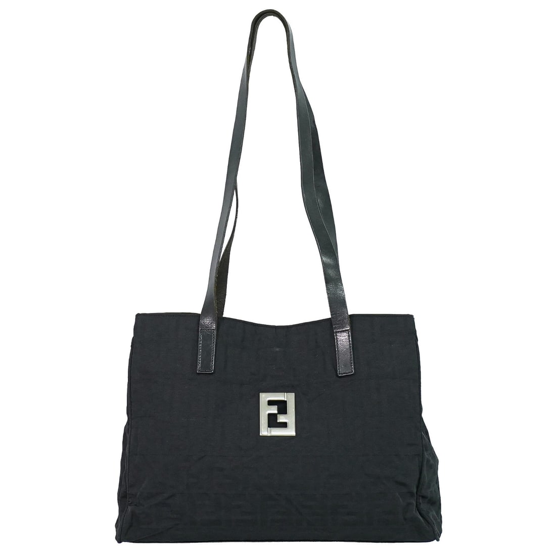 Fendi Zucca canvas tote bag black: Fendi Zucca canvas tote bag black This Fendi Zucca Tote bag features the iconic design in black canvas, crafted for a stylish and practical look. Made in Italy, it offers ample space for daily essenti