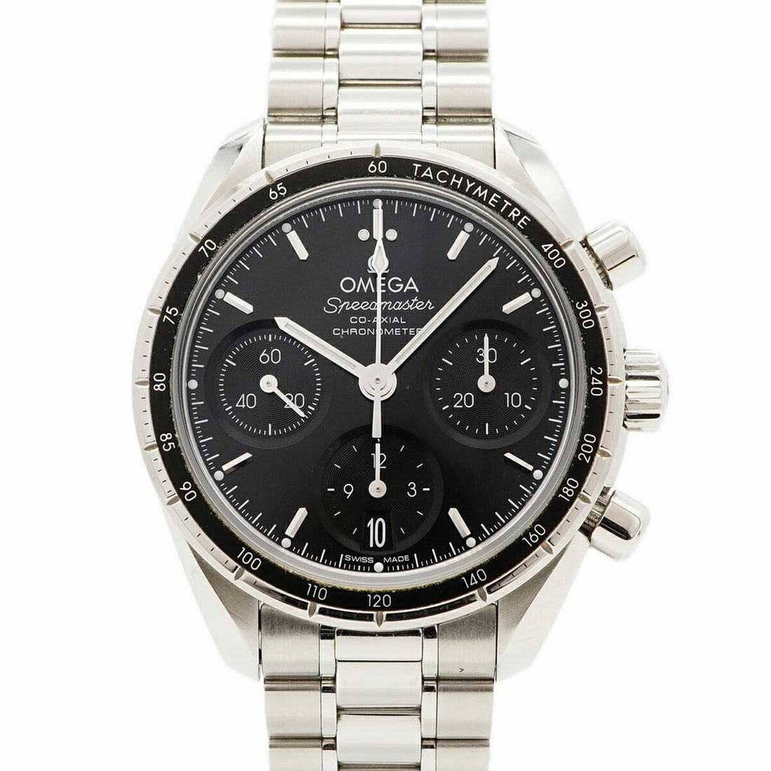 OMEGA Speedmaster automatic stainless steel wristwatch black dial (1 of 10)