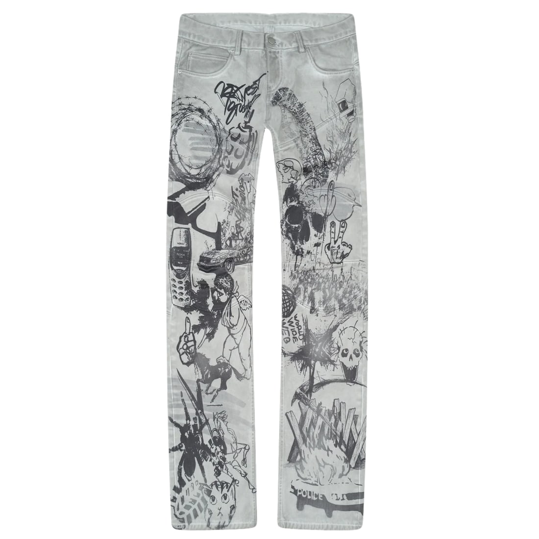 Sketch Graphic Moto-Style Slim Denim Jeans by Bravest Studios (1 of 2)