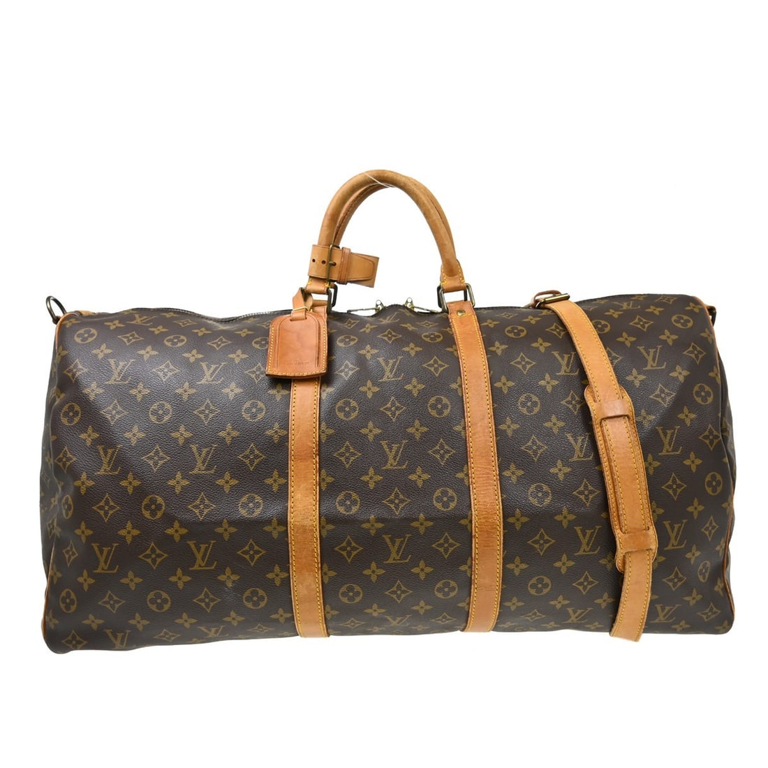 Louis Vuitton Monogram Keepall Bandouliere 60 Travel Duffle Bag: Louis Vuitton Monogram Keepall Bandouliere 60 Travel Duffle Bag This Louis Vuitton Keepall Bandouliere 60 is a vintage extra-large duffle bag crafted from signature monogram canvas leather in brown. D