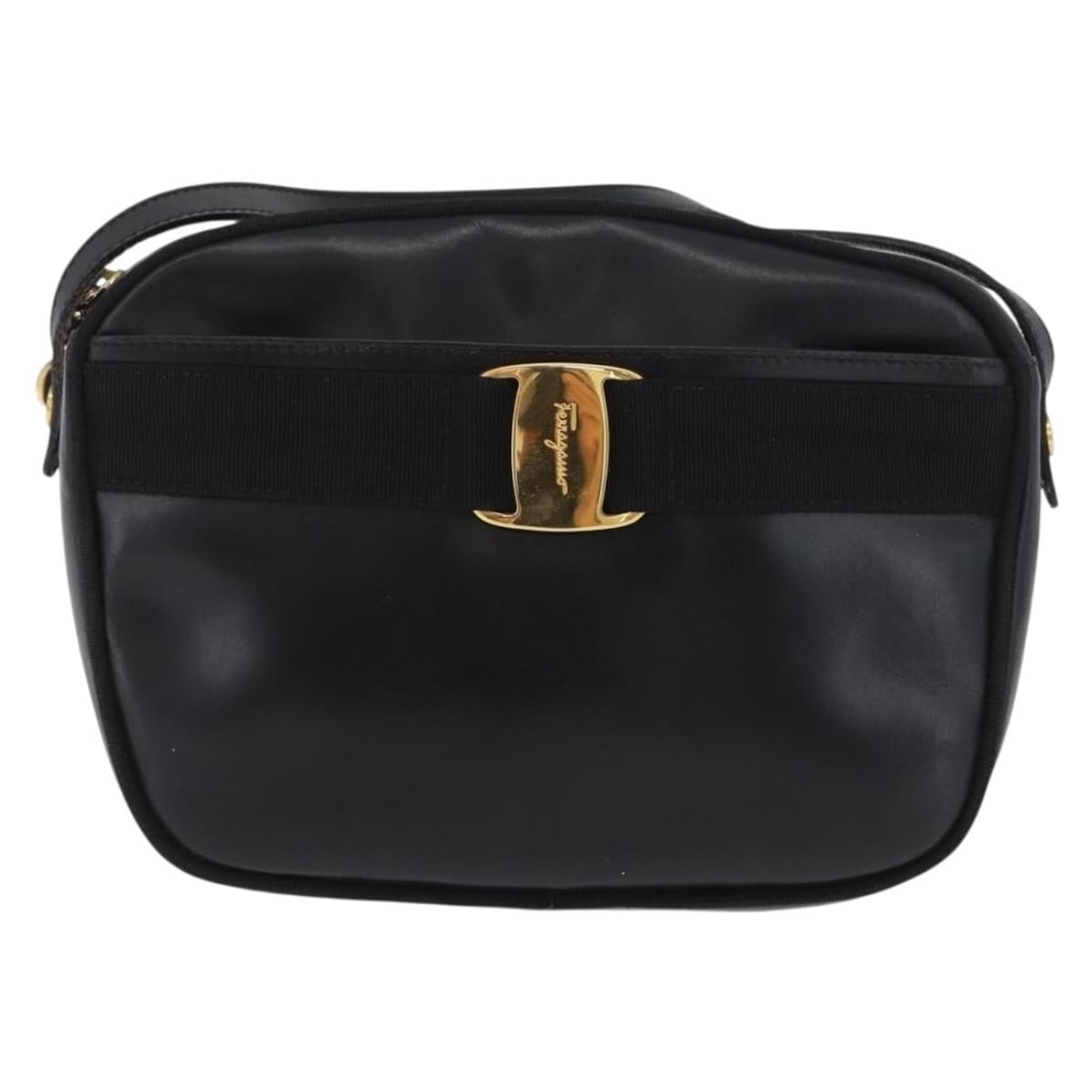 Ferragamo Vara Bow Black Leather Camera Shoulder Bag Italy (1 of 18)