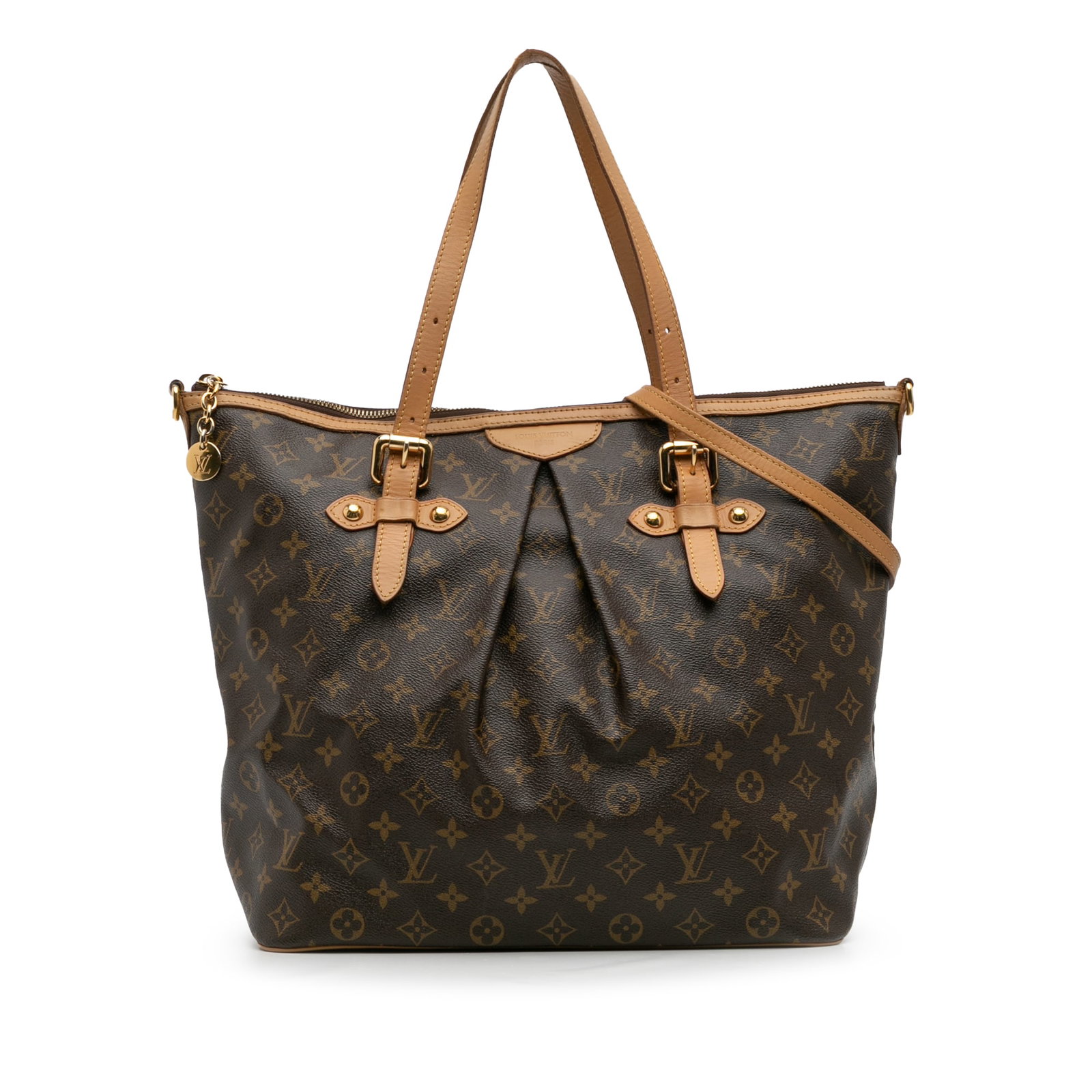 Louis Vuitton Monogram Palermo GM Bag with Vachetta Leather Trim: Louis Vuitton Monogram Palermo GM Bag with Vachetta Leather Trim The Louis Vuitton Monogram Palermo GM is a stylish and functional handbag crafted from durable monogram canvas, complemented by vachett