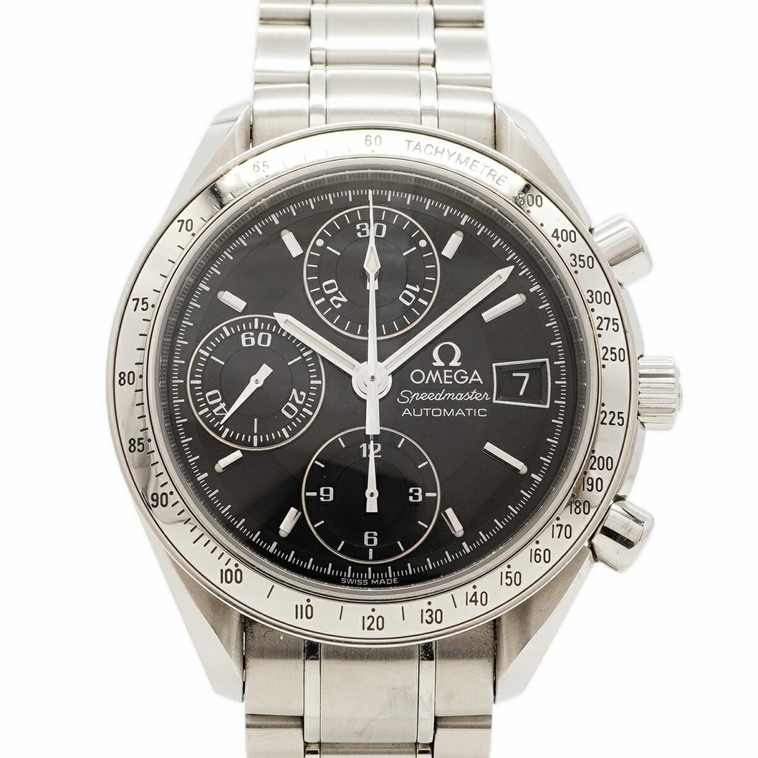 Omega Speedmaster 3513.50 Automatic Black Dial Steel Wristwatch: Omega Speedmaster 3513.50 Automatic Black Dial Steel Wristwatch This OMEGA Speedmaster 3513.50 men's wristwatch features a black dial and a stainless steel band. It is powered by an automatic movement