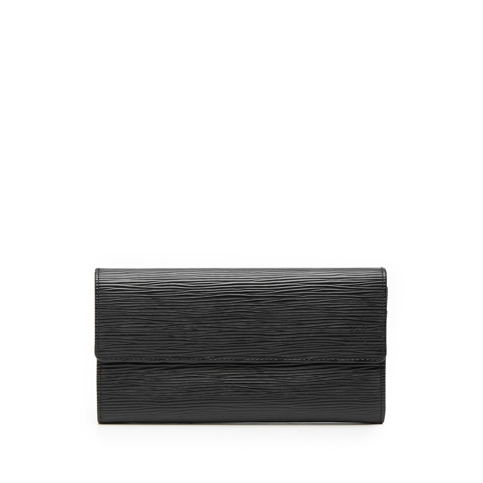 Louis Vuitton Epi black long wallet with snap flap: Louis Vuitton Epi black long wallet with snap flap This Louis Vuitton Epi Porte Tresor International Long Wallet is crafted from durable epi leather in black and features a front flap with a snap clos