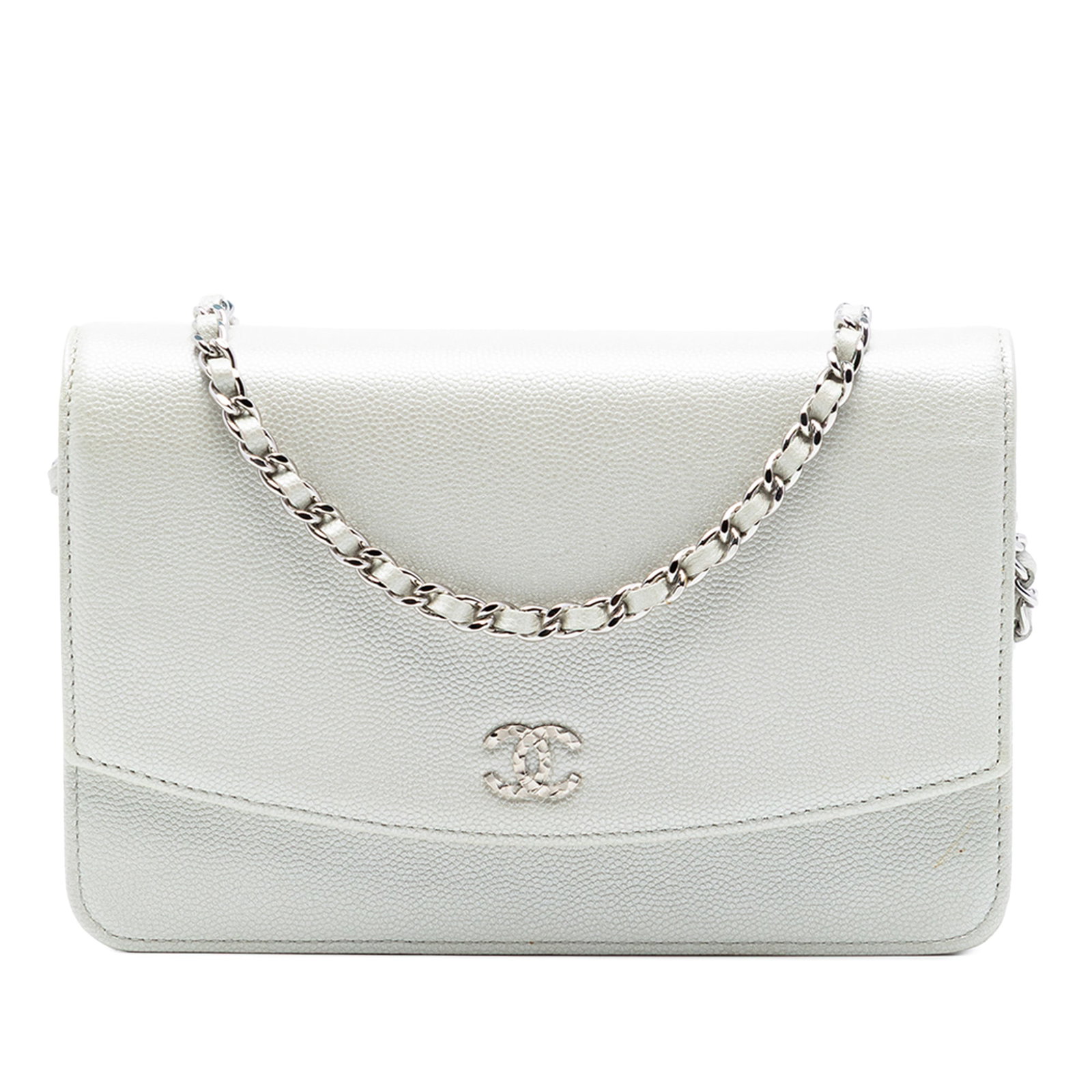 Chanel CC Caviar Sevruga Chain Wallet White (1 of 8)