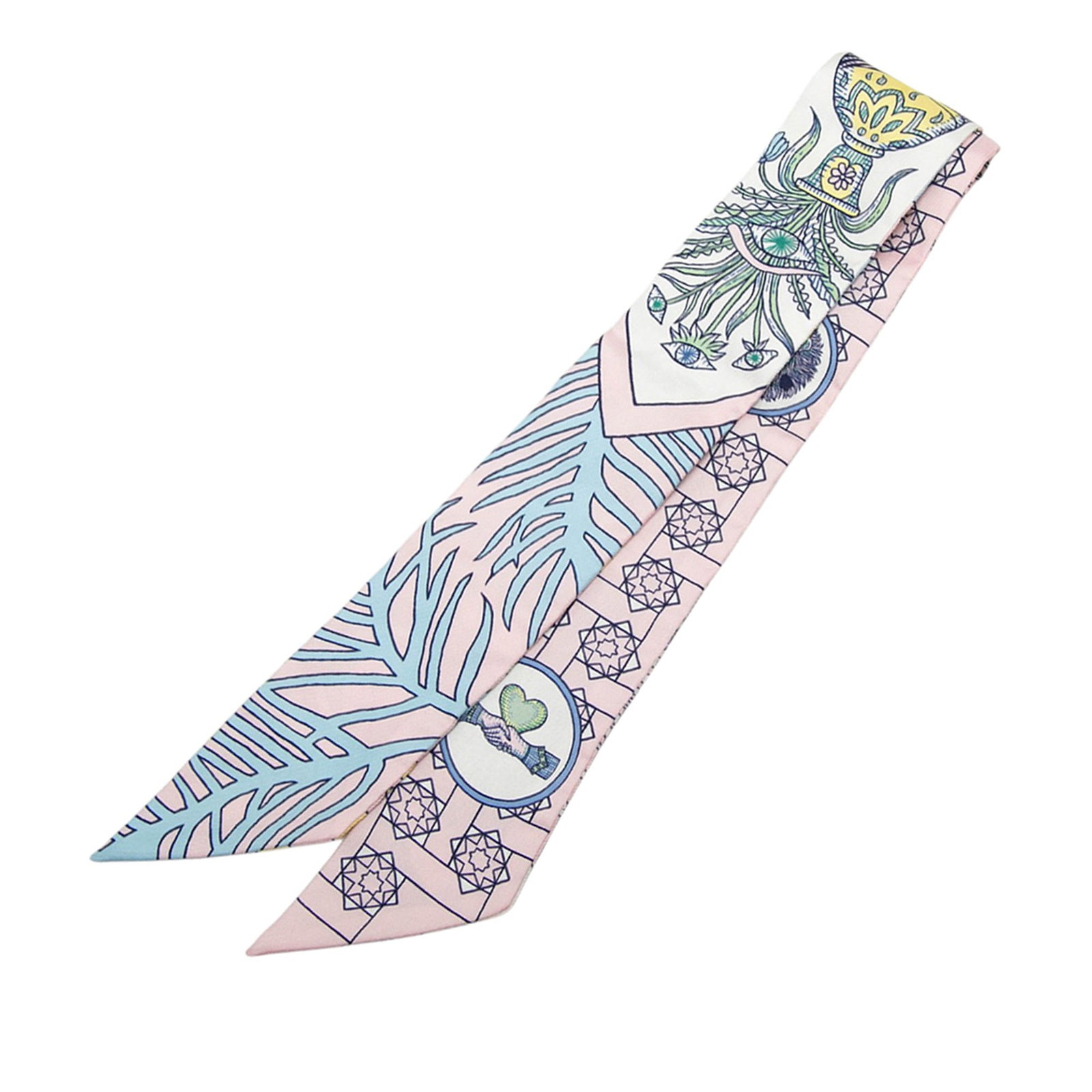 Hermes Pink Silk Twilly with La Danse Des Amazones Print (1 of 5)