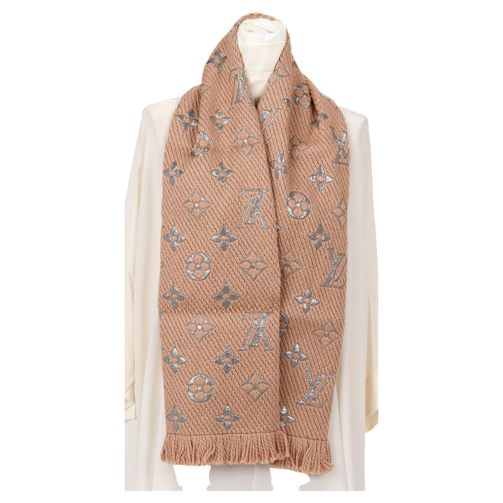Louis Vuitton Metallic Logo Woven Scarf with Lurex Detail and Fringe (1 of 5)