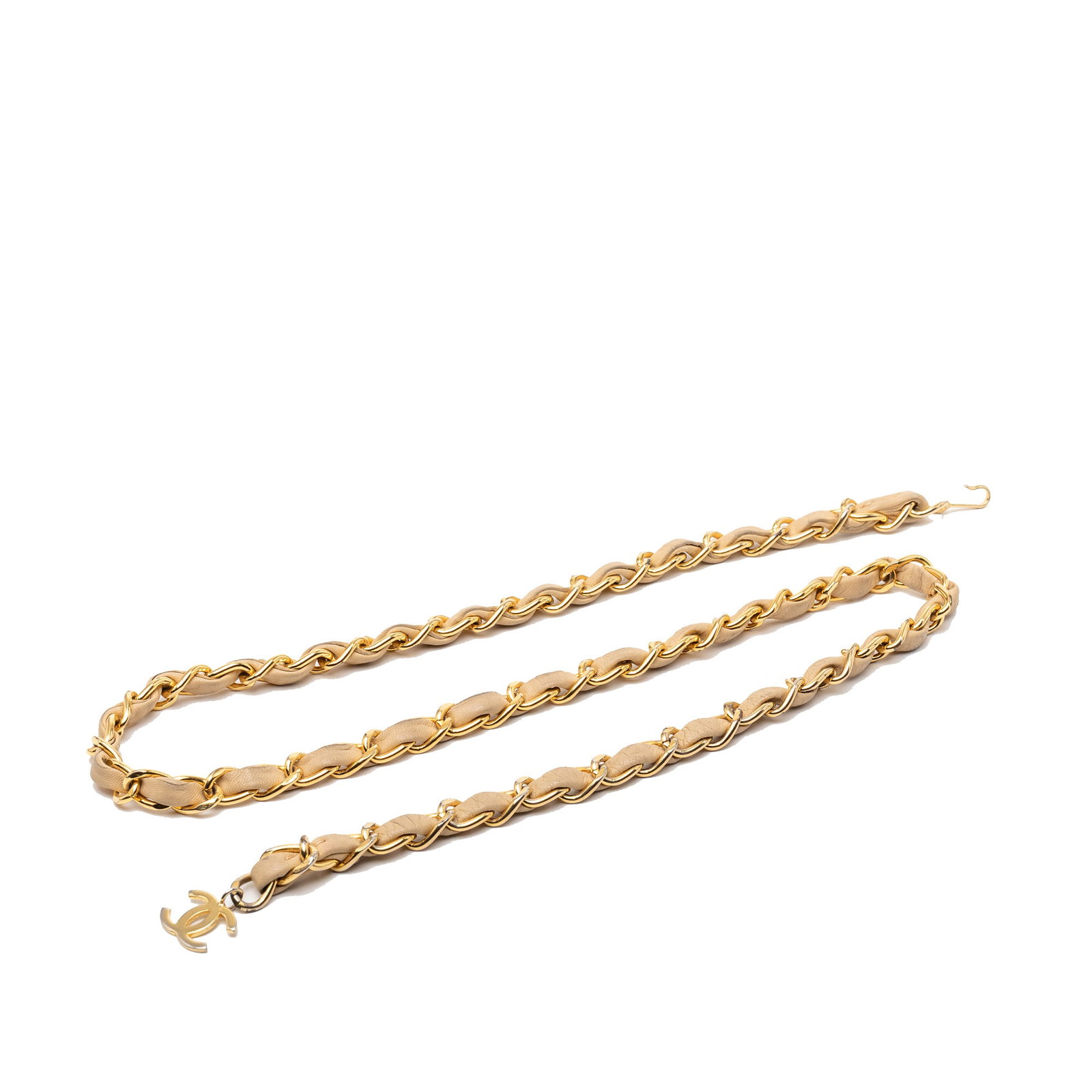 Chanel leather woven gold plated chain belt (1 of 5)