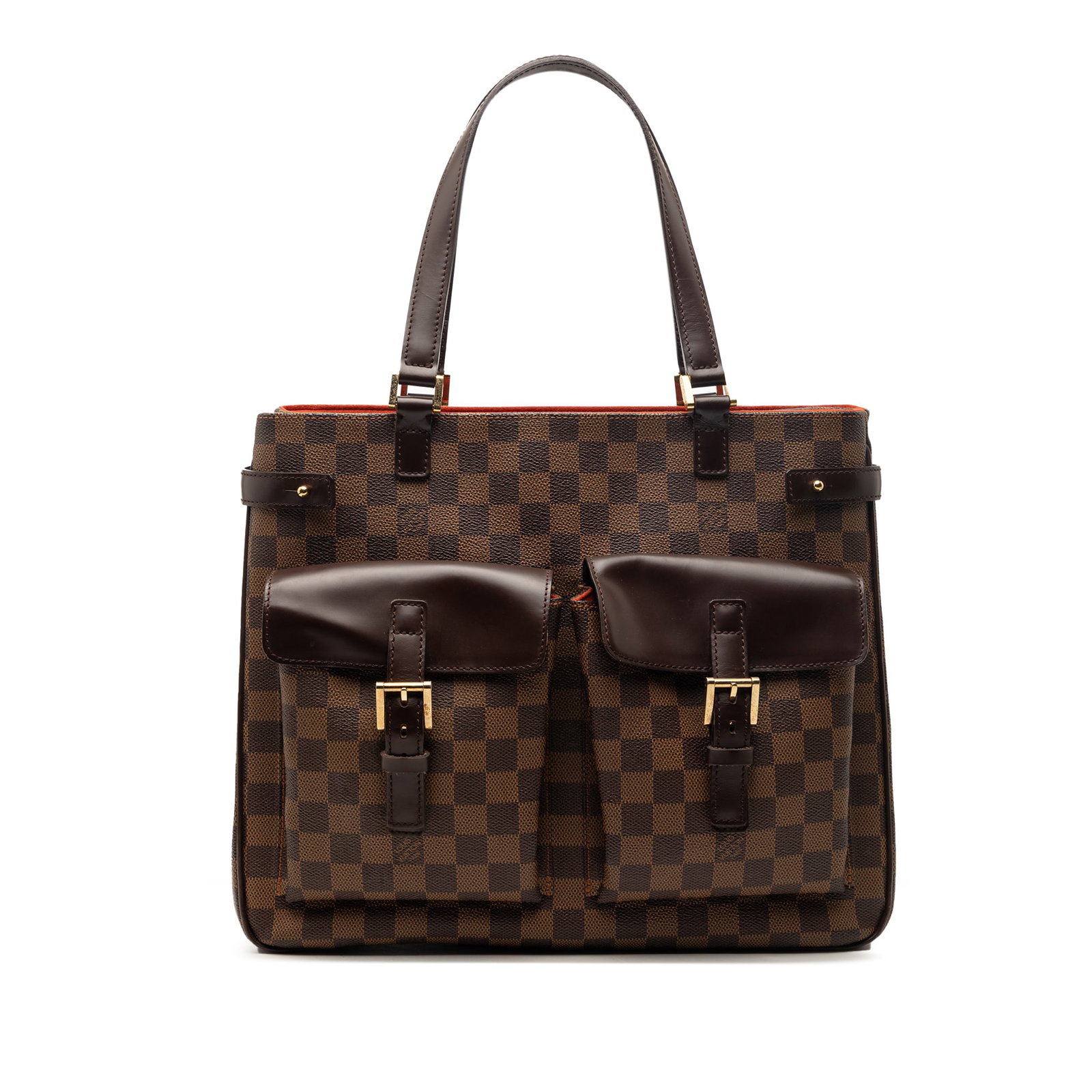 Louis Vuitton Uzes Damier Ebene Brown Tote Bag: Louis Vuitton Uzes Damier Ebene Brown Tote Bag This Louis Vuitton Damier Ebene Uzes bag features a damier canvas body with flat leather straps, an open top, and exterior front flap pockets with buckle