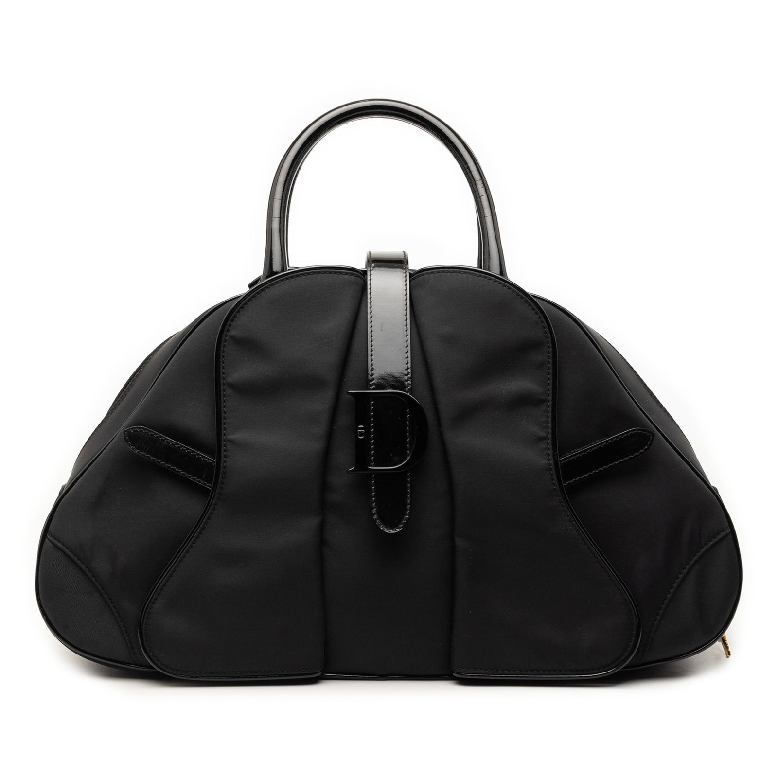 Dior black nylon Saddle bowler bag with patent handles (1 of 10)