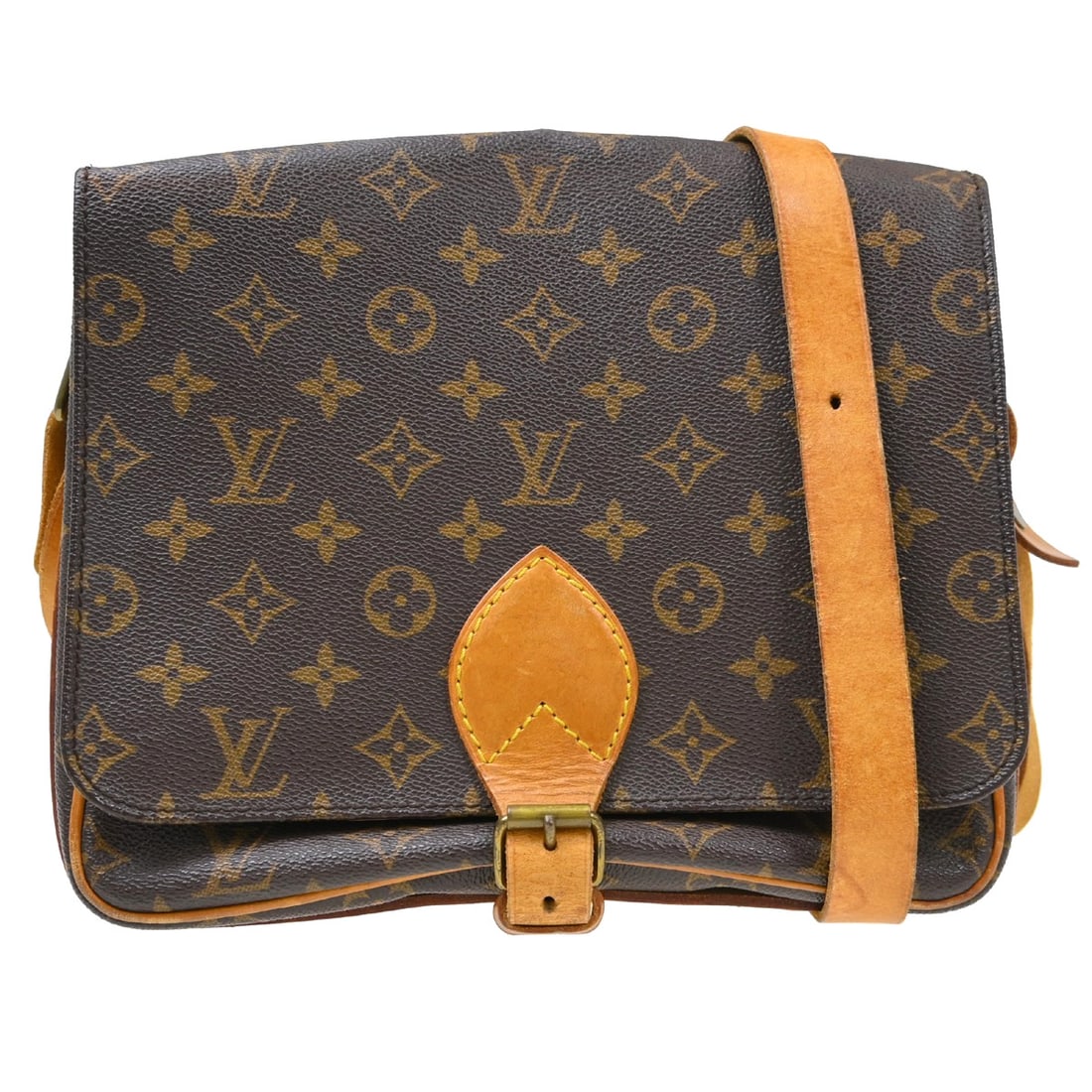 Louis Vuitton Cartouchiere GM Monogram Canvas Shoulder Bag: Louis Vuitton Cartouchiere GM Monogram Canvas Shoulder Bag This vintage Louis Vuitton Cartouchiere GM shoulder bag features the iconic monogram canvas with leather trim. It is designed with a flap buc