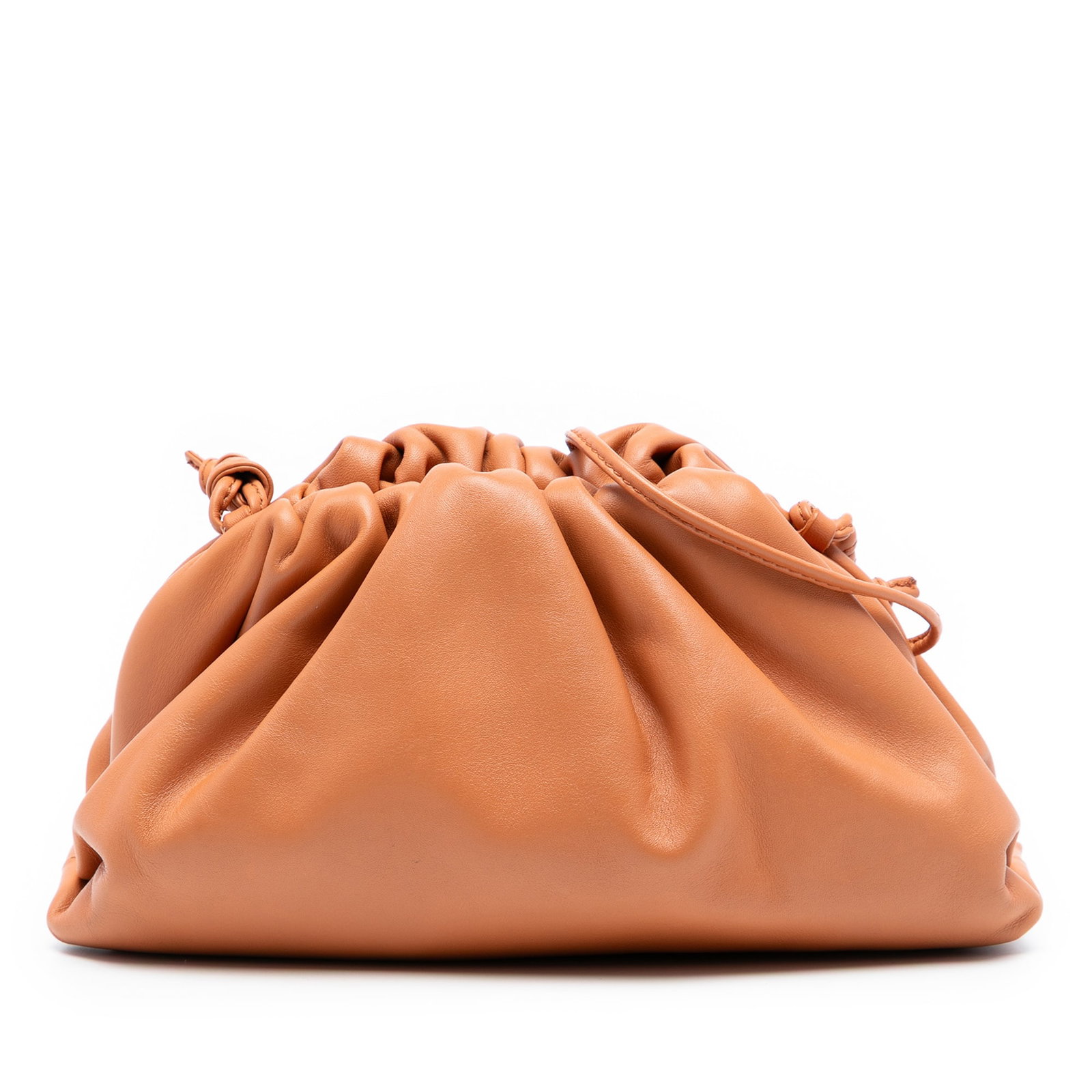 Bottega Veneta Mini Pouch Brown Lambskin Leather Crossbody Bag: Bottega Veneta Mini Pouch Brown Lambskin Leather Crossbody Bag This Bottega Veneta The Mini Pouch crossbody bag is crafted from brown lambskin leather and features a flat leather shoulder strap and a 