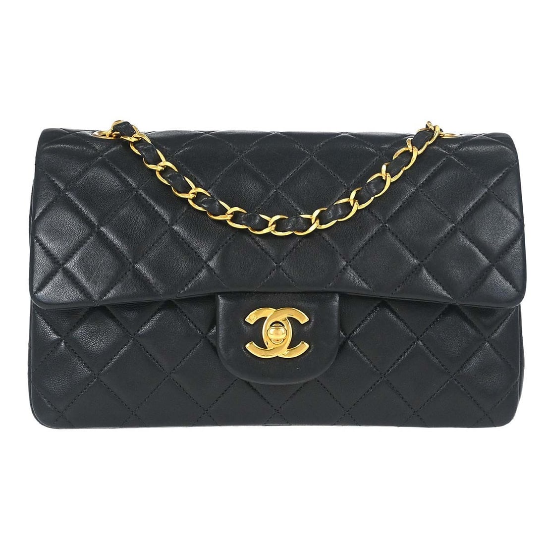 CHANEL Matelasse Black Lambskin Classic Double Flap Shoulder Bag (1 of 18)