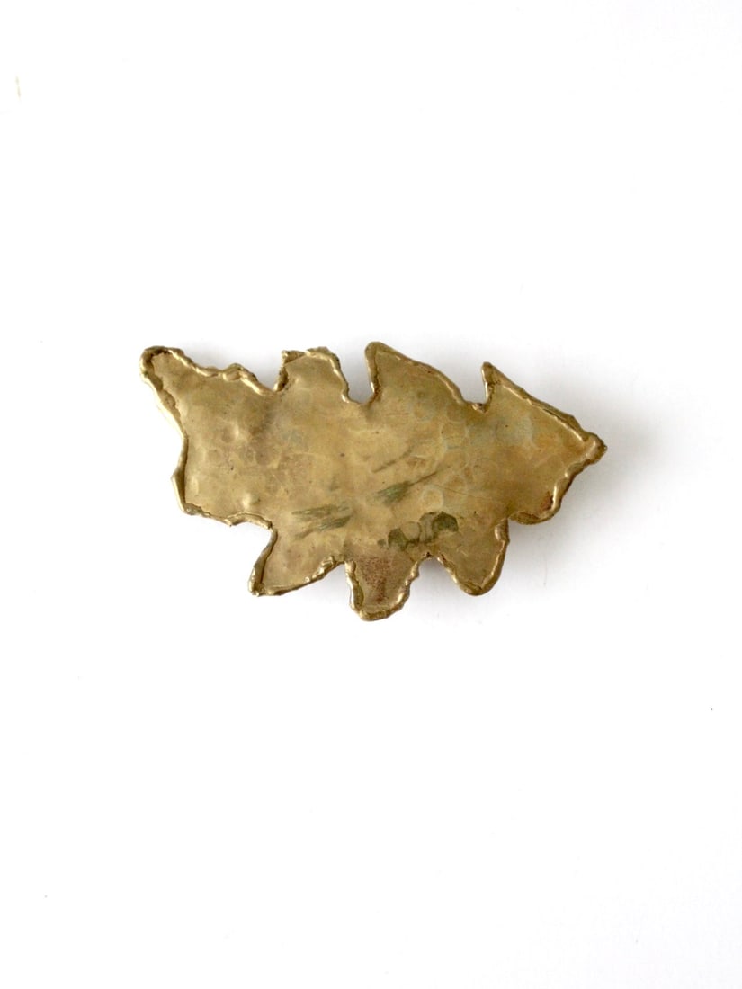 Vintage Brutalist Brass Belt Buckle Abstract Leaf Design (1 of 7)