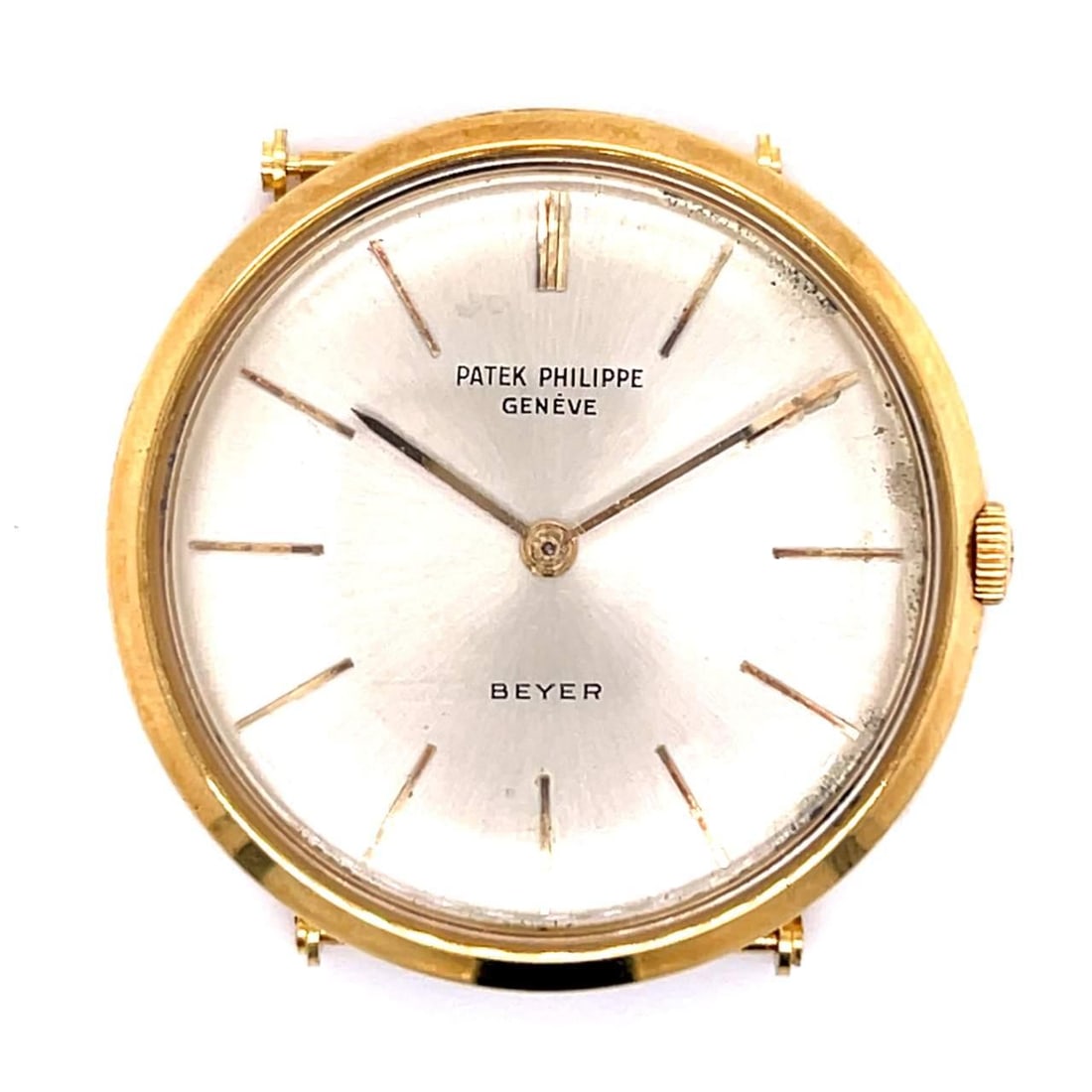 Patek Philippe 18K Yellow Gold Mechanical Watch Head 34mm: Patek Philippe 18K Yellow Gold Mechanical Watch Head 34mm This exquisite Patek Philippe watch is crafted from 18K yellow gold, embodying luxury and precision. The watch features a mechanical winding m