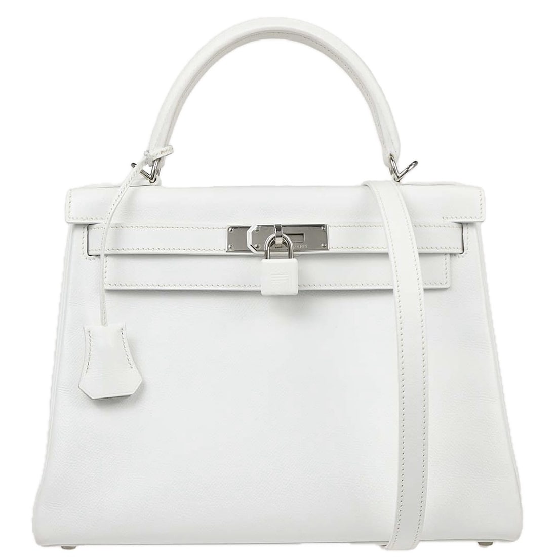 Hermes Kelly white Epsom leather handbag palladium hardware (1 of 18)