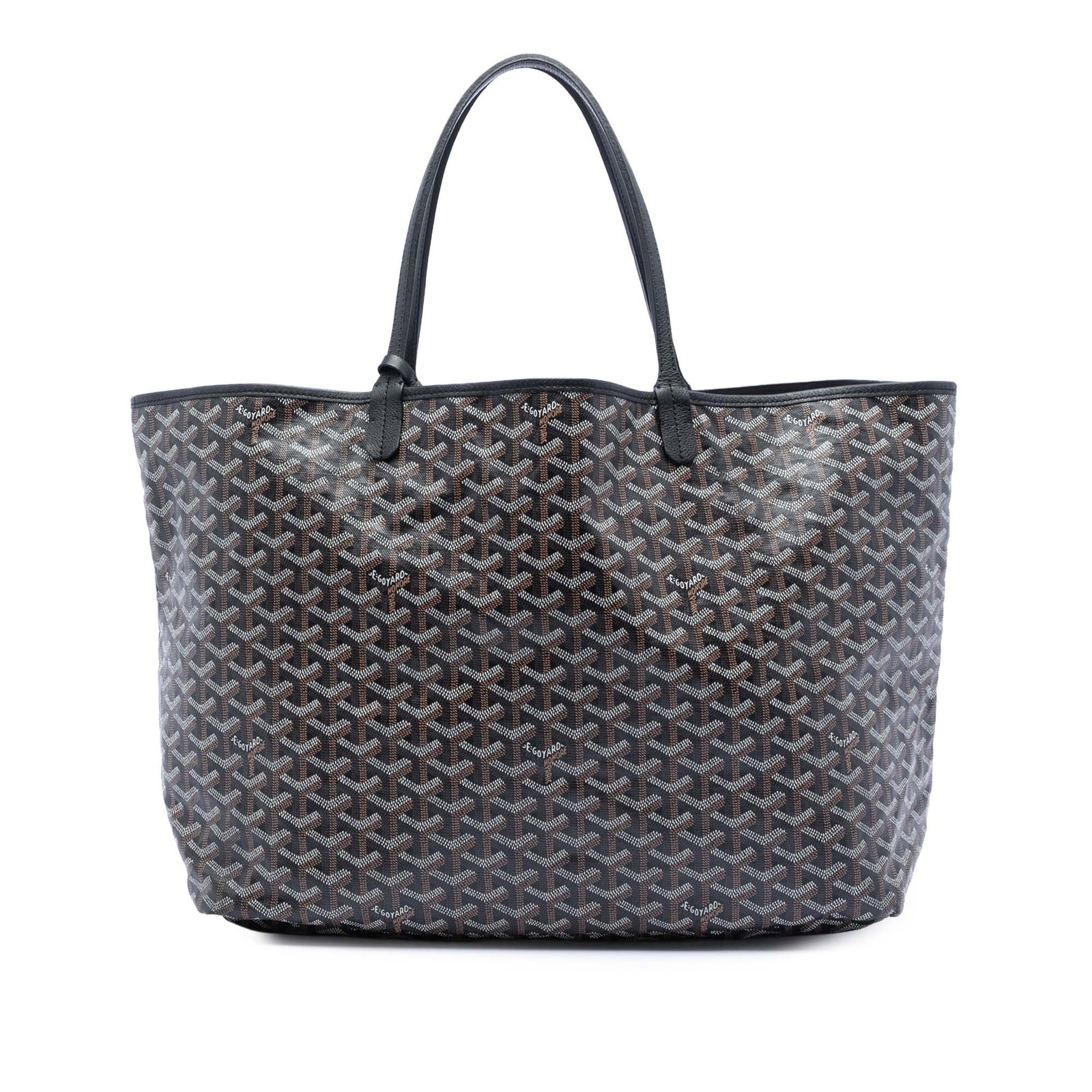 Goyard Saint Louis GM Black Coated Canvas Tote with Pouch: Goyard Saint Louis GM Black Coated Canvas Tote with Pouch The Saint Louis GM is a spacious tote crafted with a coated canvas body and features flat leather handles. It has an open top design and inclu