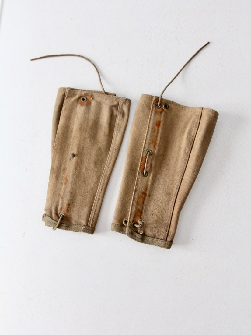 Vintage Military Canvas Boot Spats Army Lace-Up Covers (1 of 10)