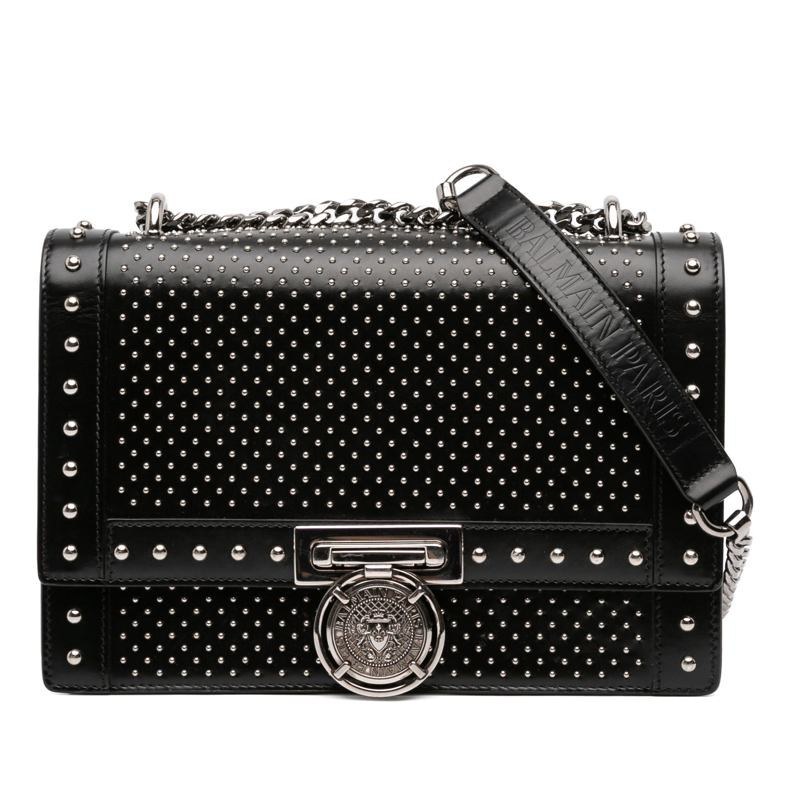Black Balmain leather BBox 20 studded shoulder bag (1 of 8)
