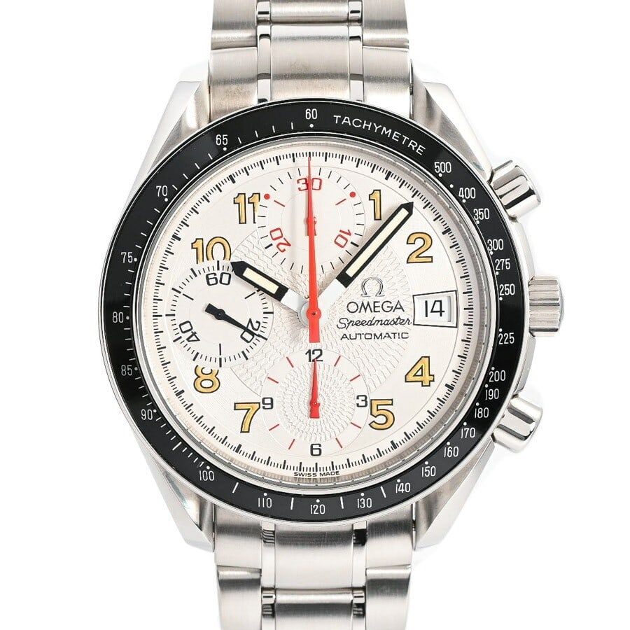 Omega Speedmaster Mark 40 Cosmos Automatic Chronograph 3513-33: Omega Speedmaster Mark 40 Cosmos Automatic Chronograph 3513-33 This OMEGA Speedmaster Mark 40 Cosmos wristwatch features a stainless steel case and bracelet with a white dial. Designed for men, the wa