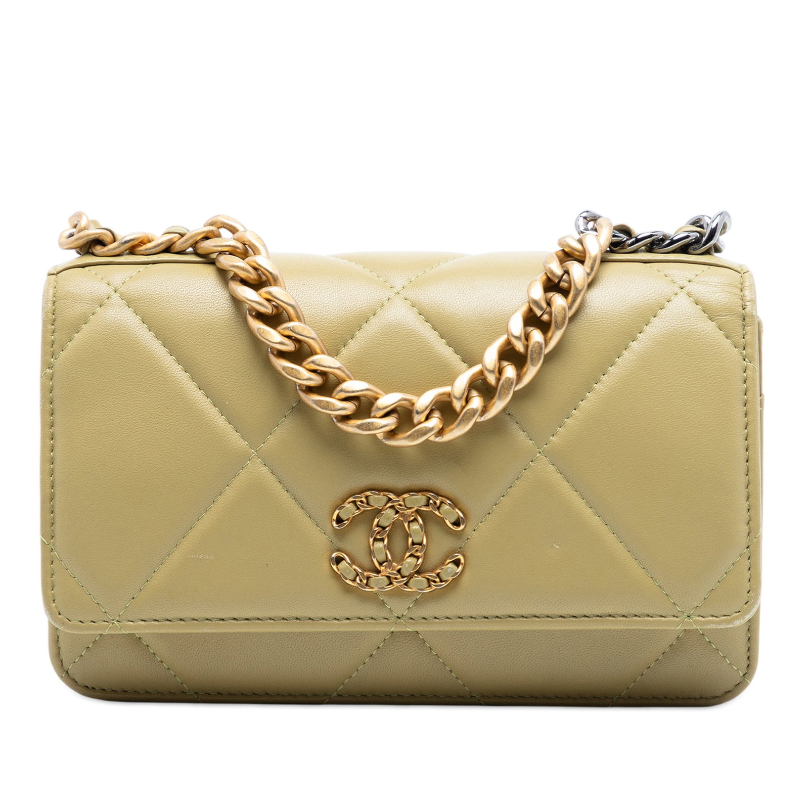 Chanel 19 Green Quilted Lambskin Wallet on Chain Shoulder Bag (1 of 7)