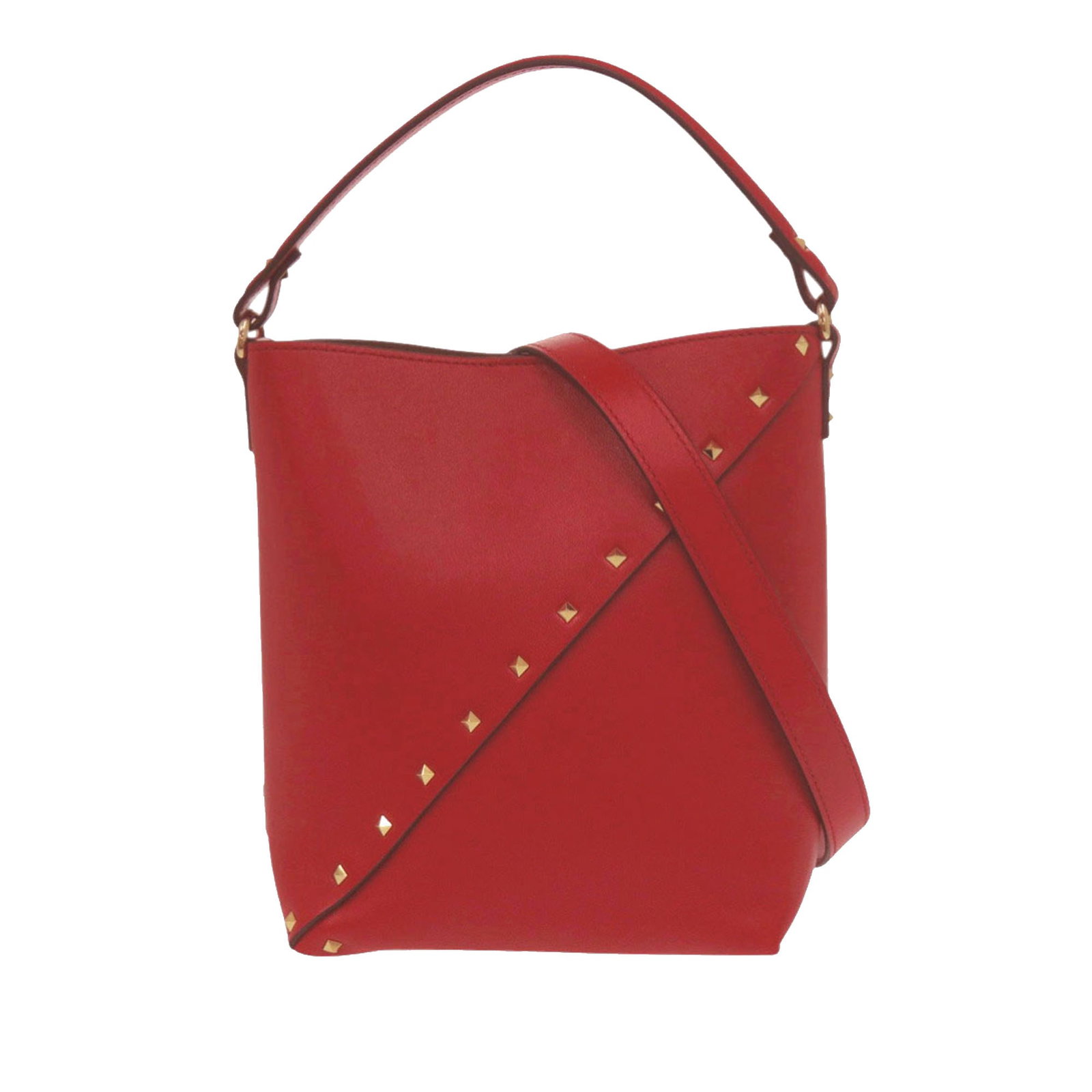 Valentino Rockstud Wispy red leather bucket bag (1 of 13)